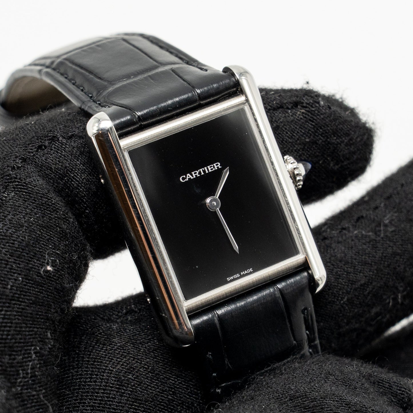 Cartier Tank Must Watch, Large Model Black Dial Ref: WSTA0108