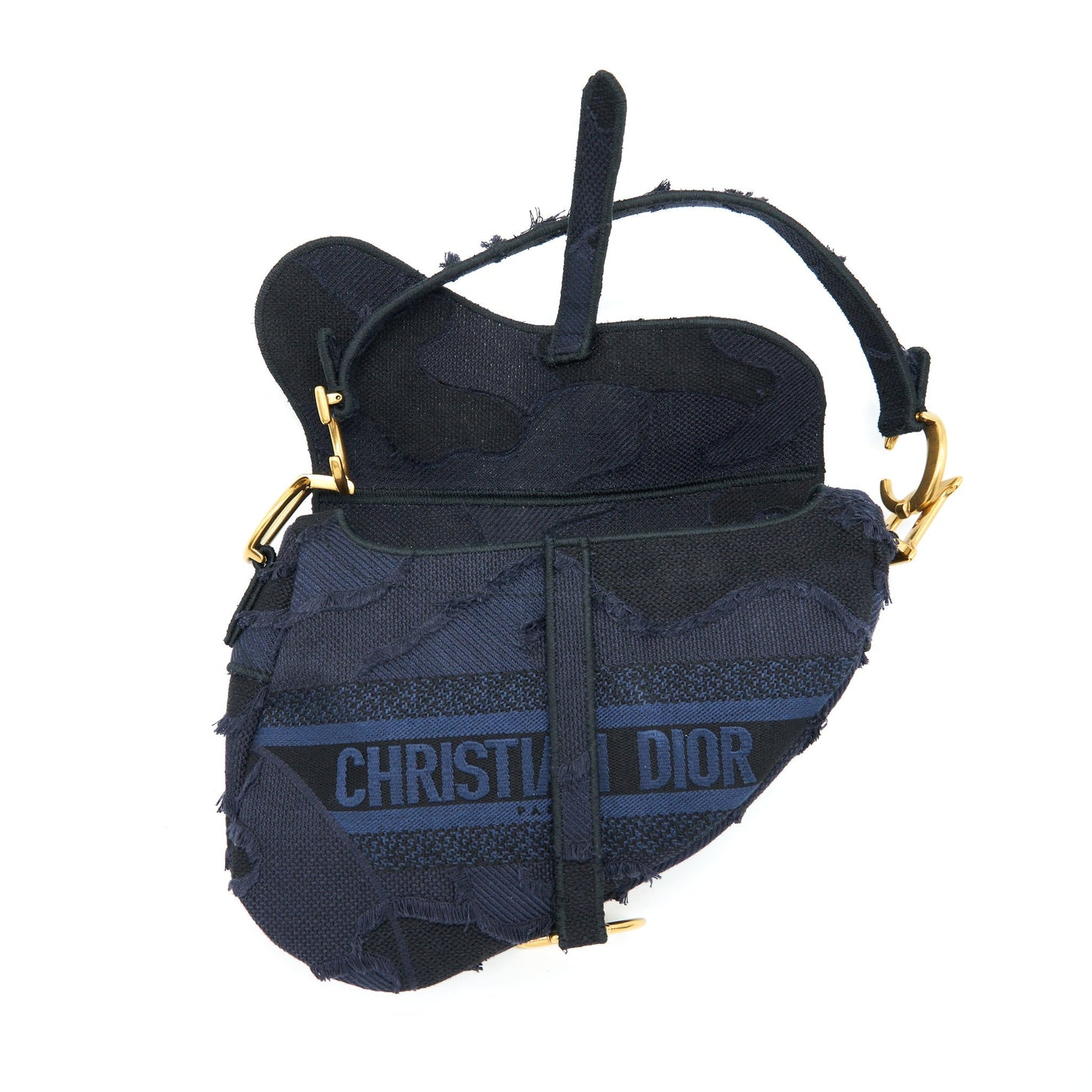 Luxury Dior Medium Saddle Bag Limited Edition Navy GHW