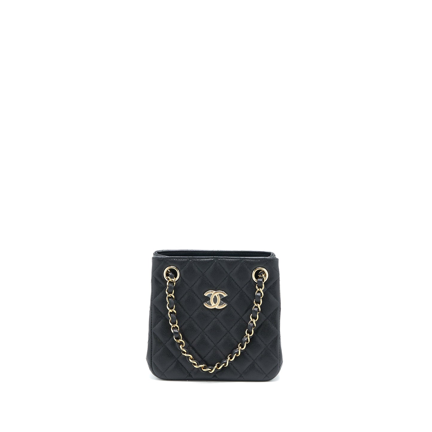 Chanel Mini Bucket Tote Bag Caviar Black LGHW (Microchip)