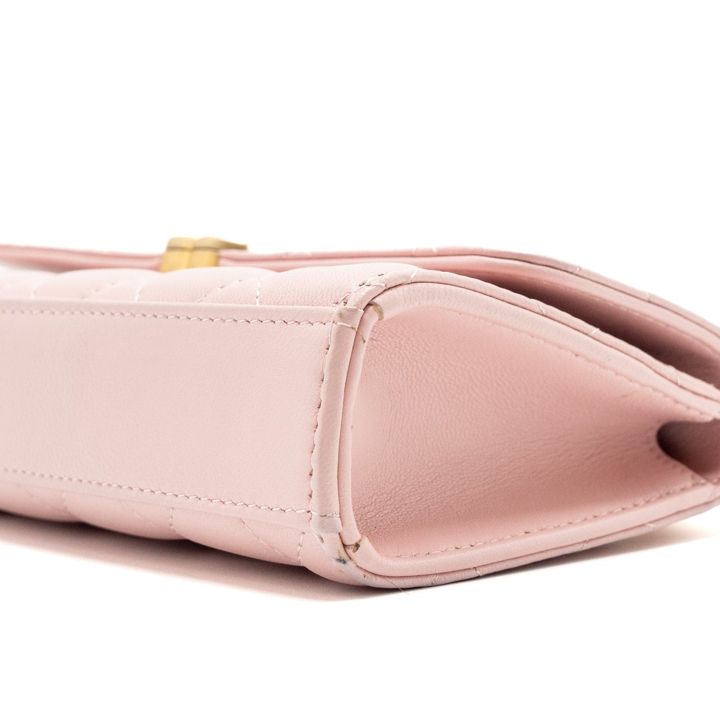 Chanel 22B Flap Bag With Enamel Top Handle Lambskin Light Pink GHW (Microchip)