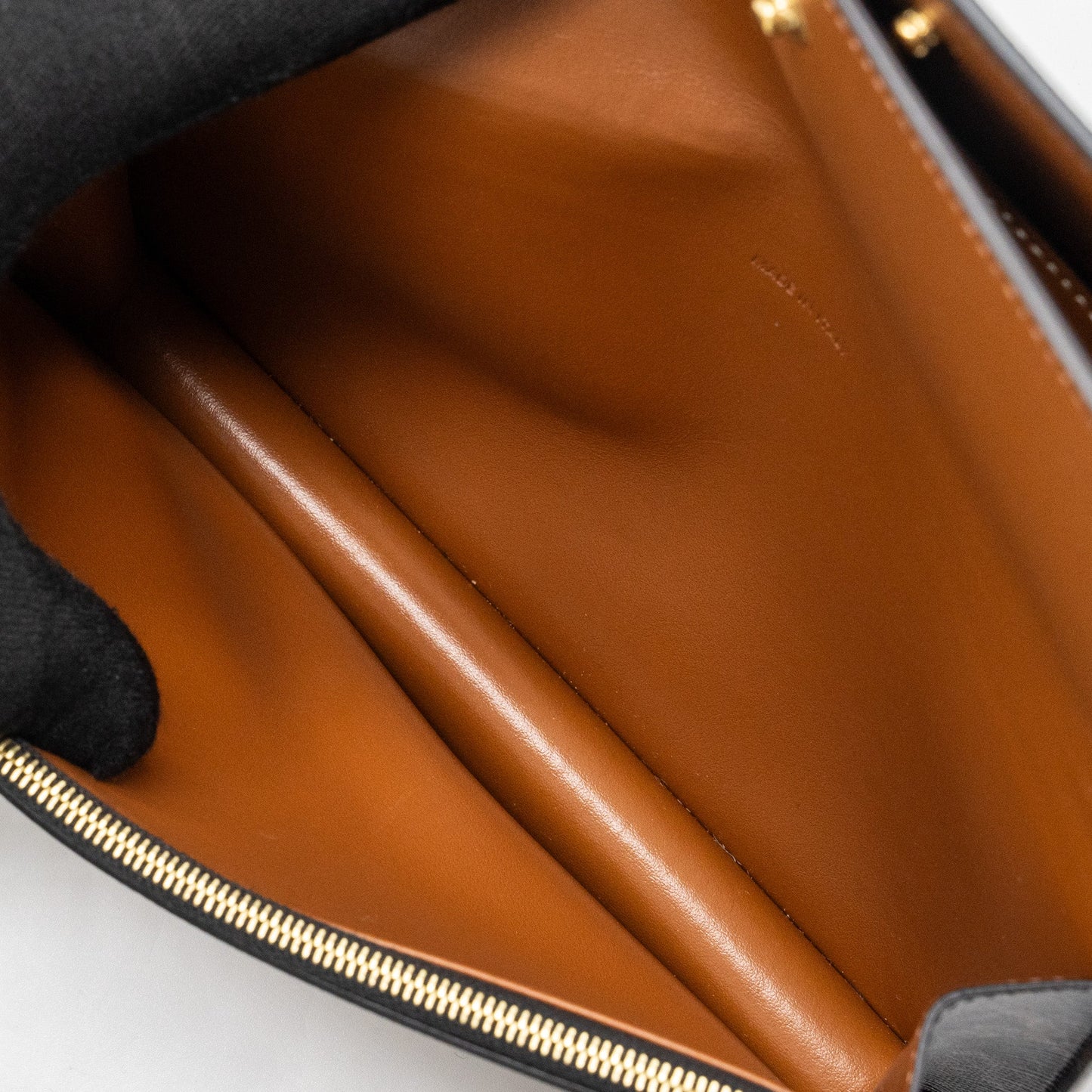 Celine wallet on strap triomphe canvas / smooth lambskin tan with GHW