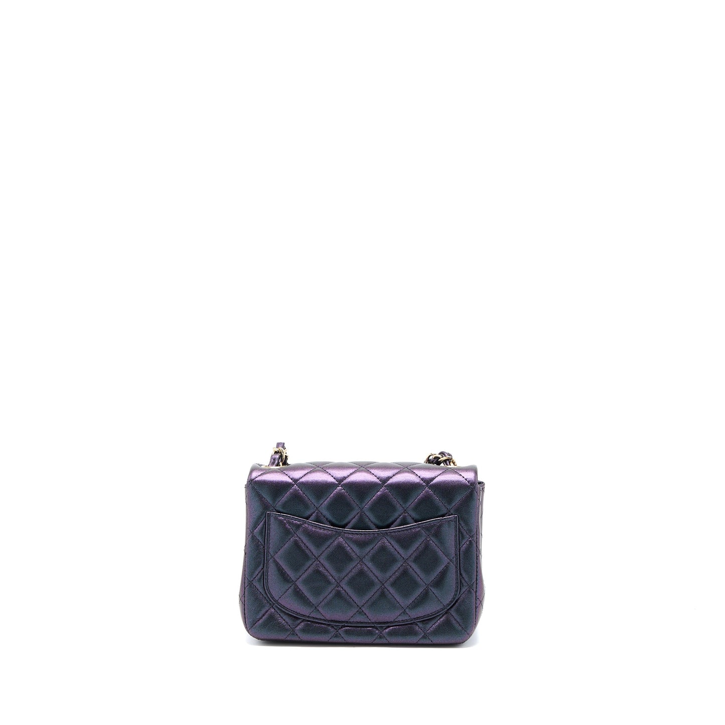 Chanel 22B Mini Square Pearly Lambskin Black LGHW (Microchip)