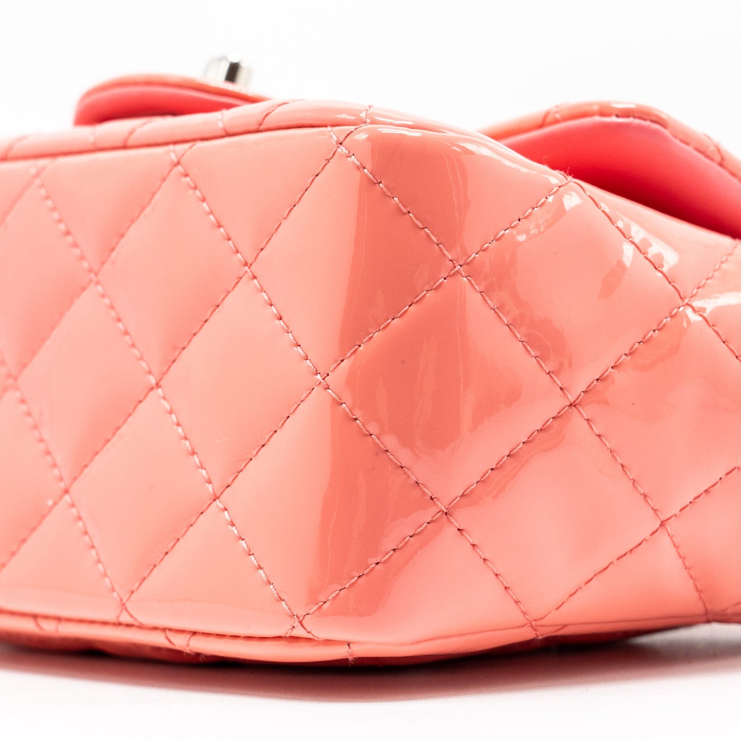 Chanel Mini Square Flap Bag Patent Pink SHW