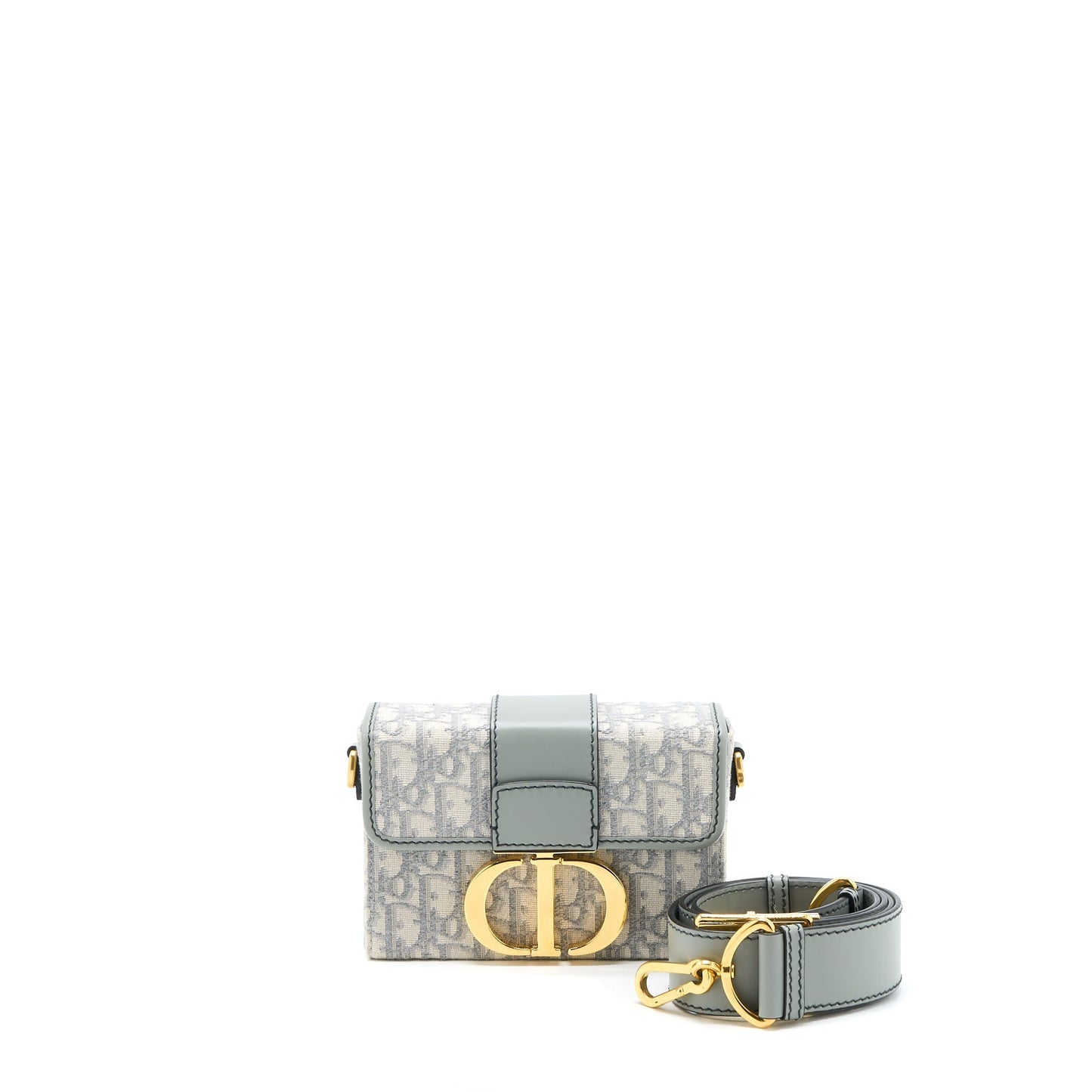 Luxury Dior 30 Montaigne Mini Box Bag Grey Oblique Jacquard GHW