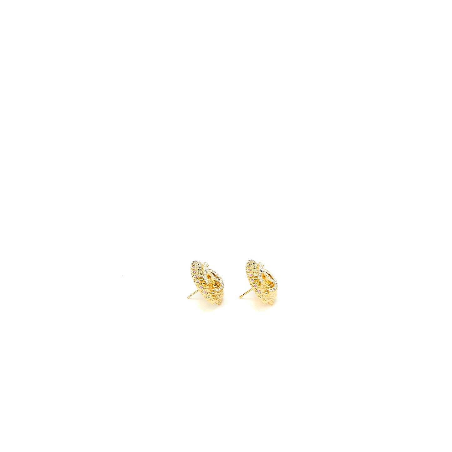 Chanel Shell/CC Logo Earrings Multicolour Crystal Gold Tone