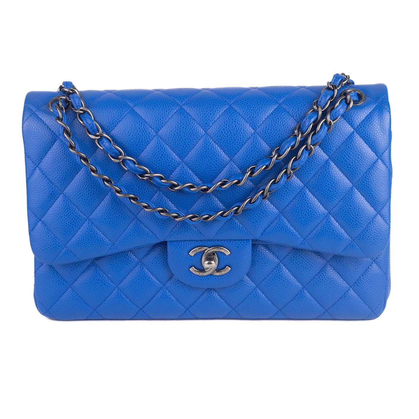 Chanel Large Caviar Double Flap Bag in blue