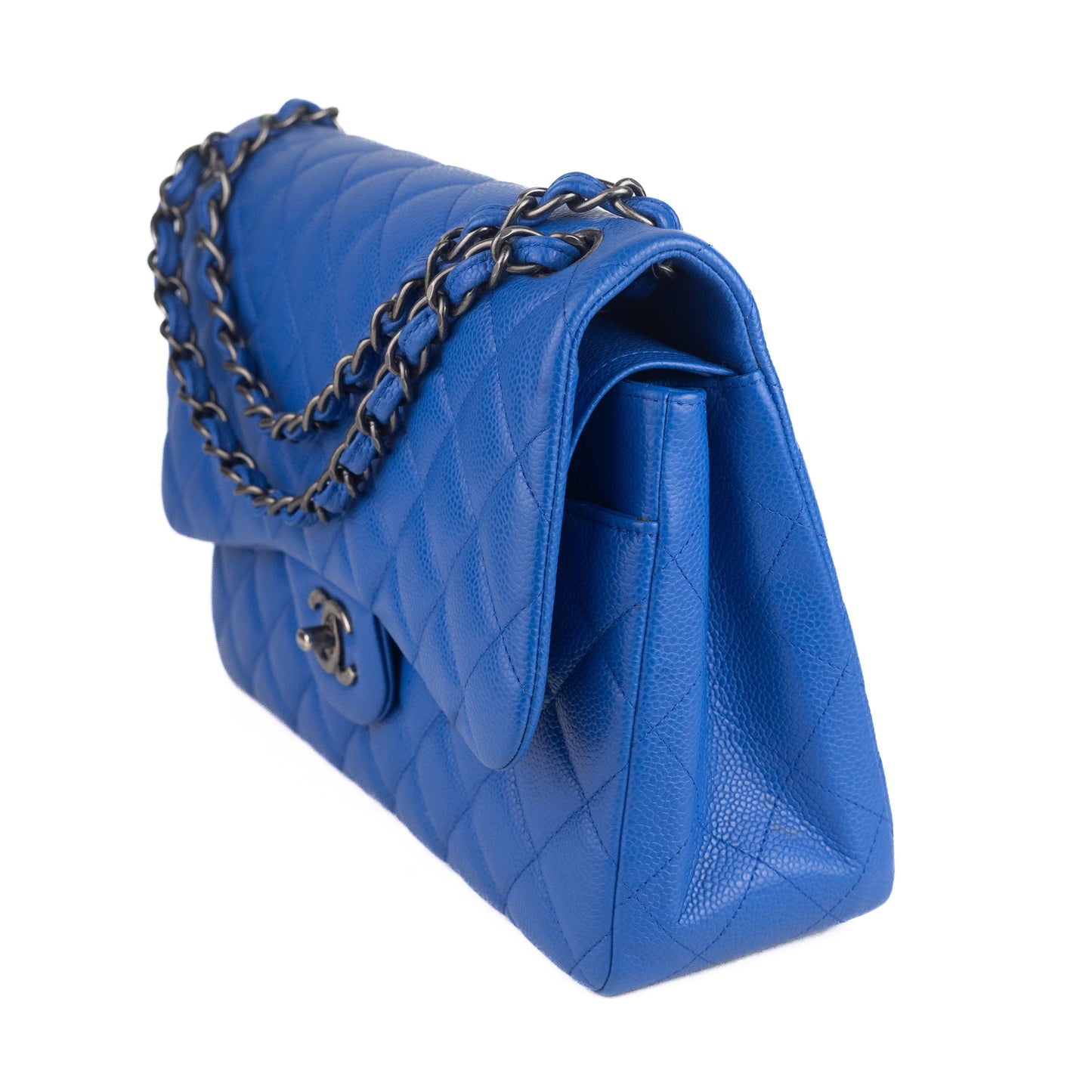 Chanel Large Caviar Double Flap Bag in blue