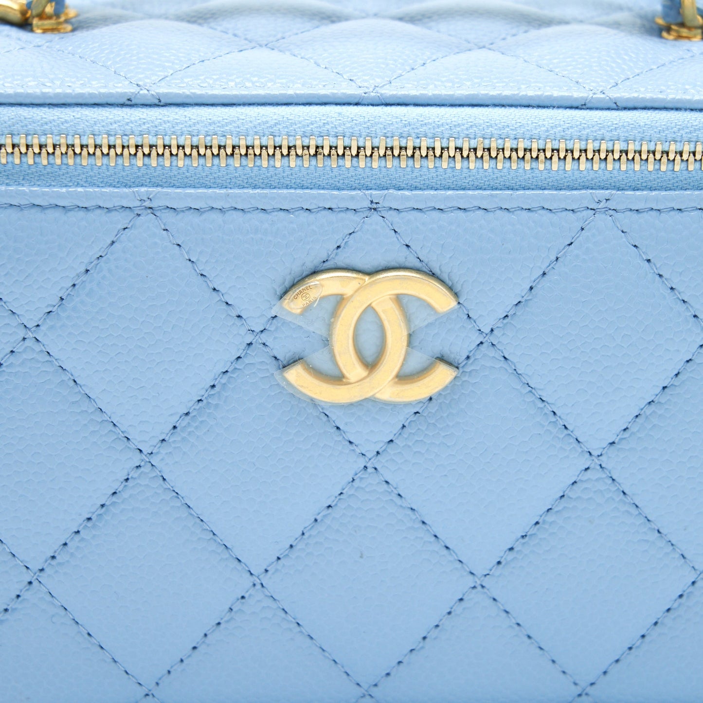 Chanel 22S Letter Handle Long Vanity With Chain Caviar Blue GHW