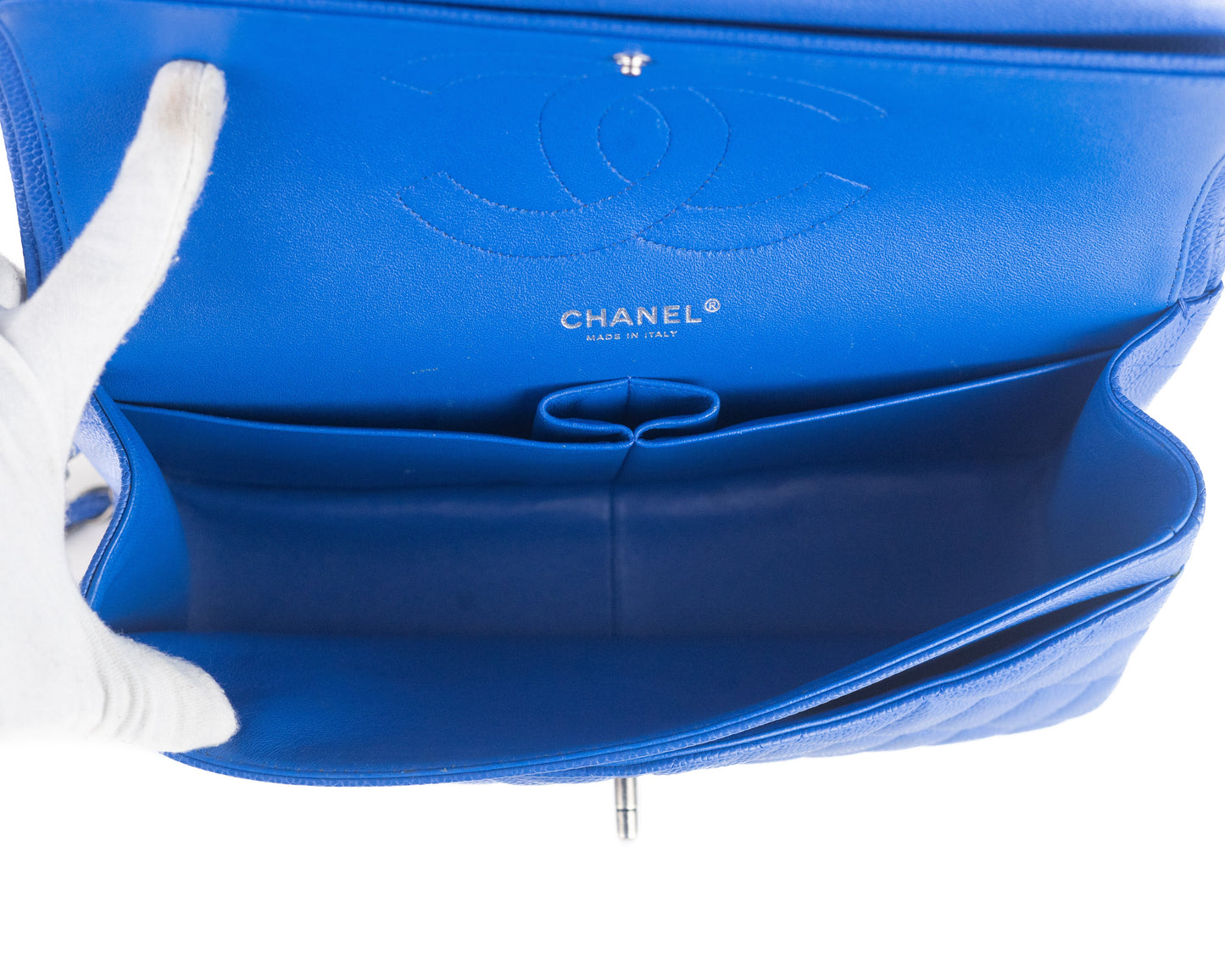 Chanel Large Caviar Double Flap Bag in blue