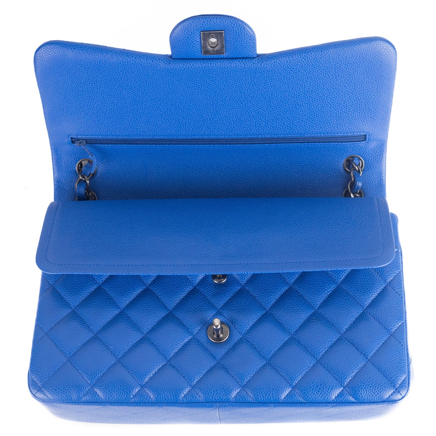Chanel Large Caviar Double Flap Bag in blue