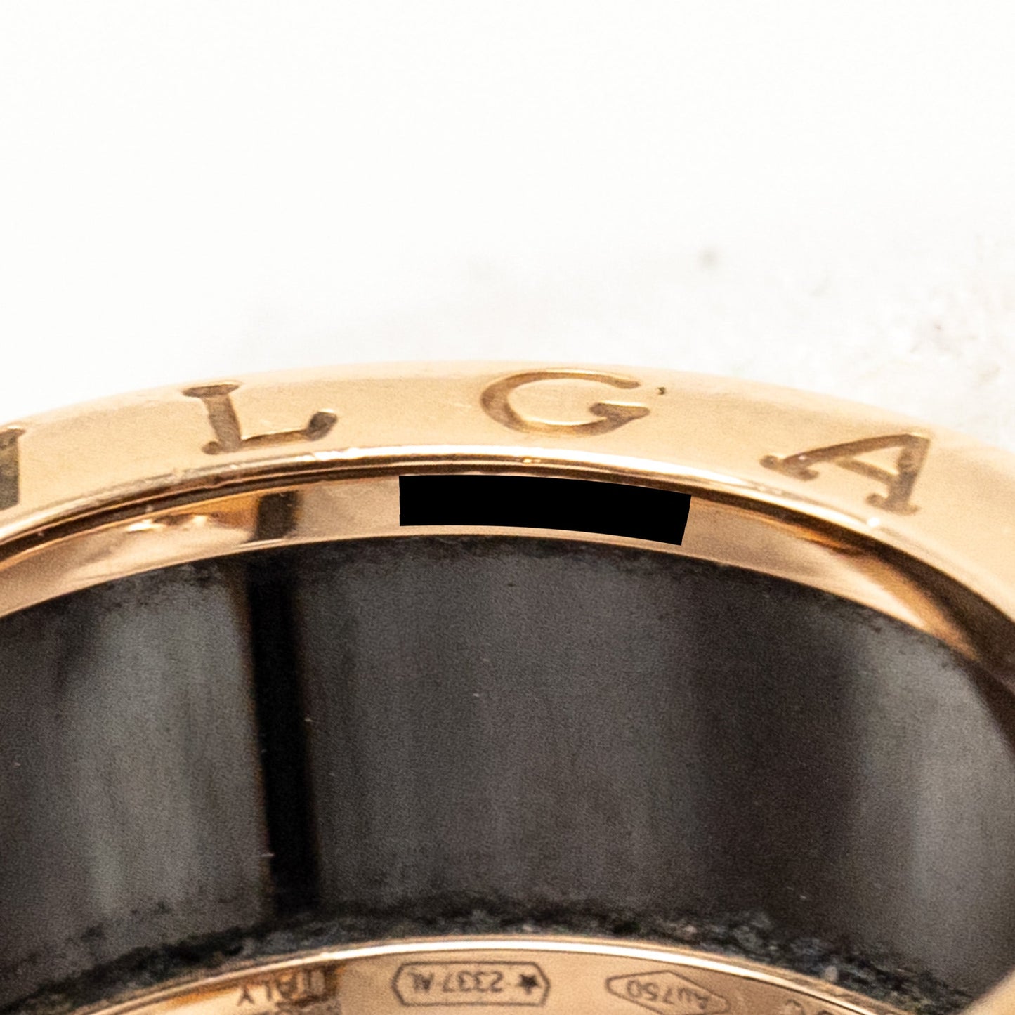 Bvlgari Size 60 B.Zero1 Ring two-band black ceramic spiral / Rose Gold