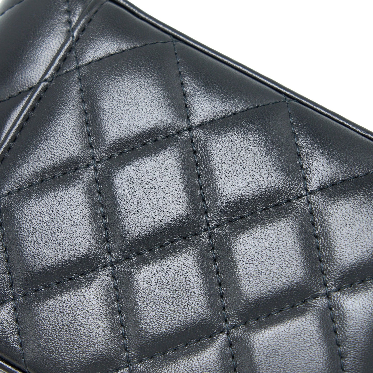 Chanel Long Vanity Detailed Gem Chain Lambskin Black GHW (Microchip)