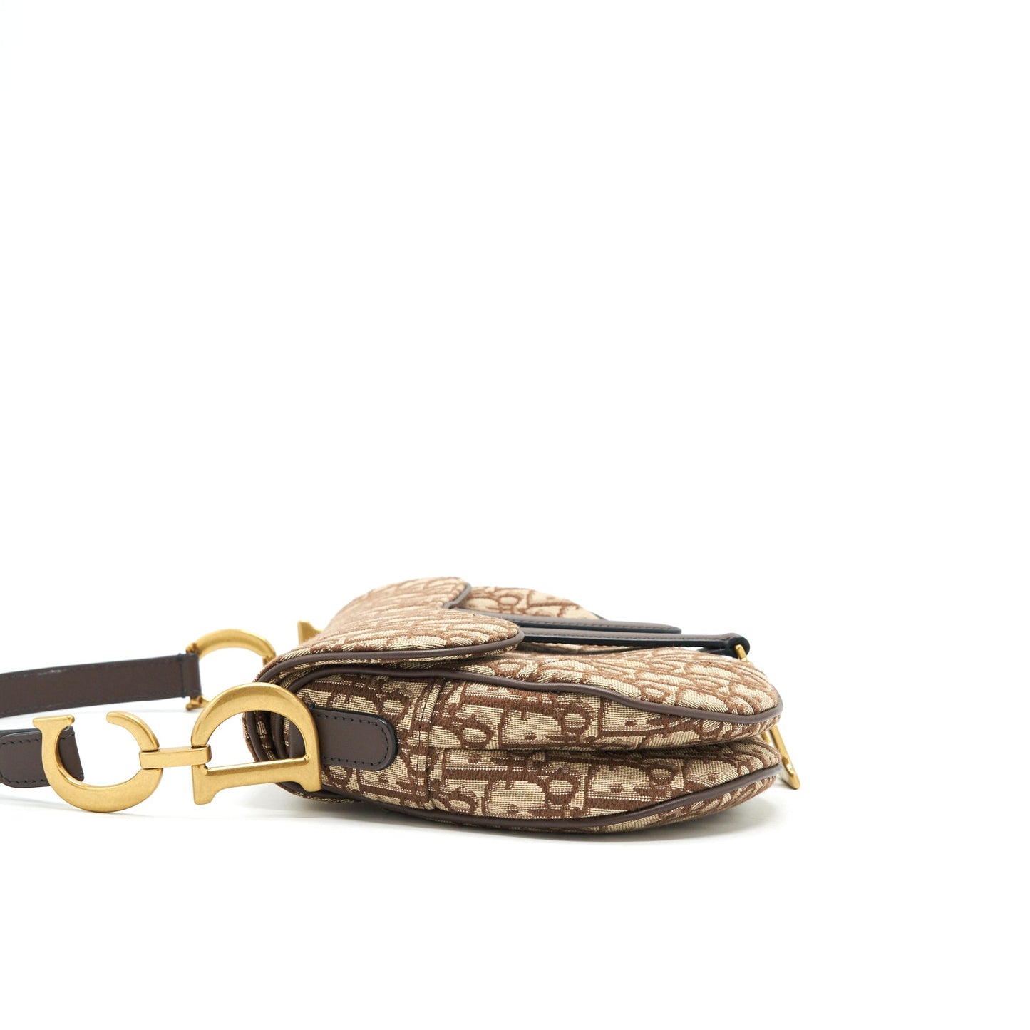 Luxury Dior medium saddle bag brown Oblique GHW
