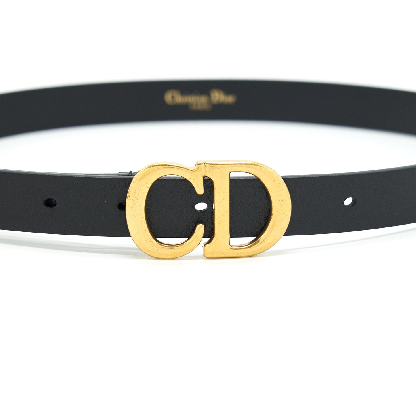 Luxury Dior size75 20mm Saddle Belt Calfskin Black GHW