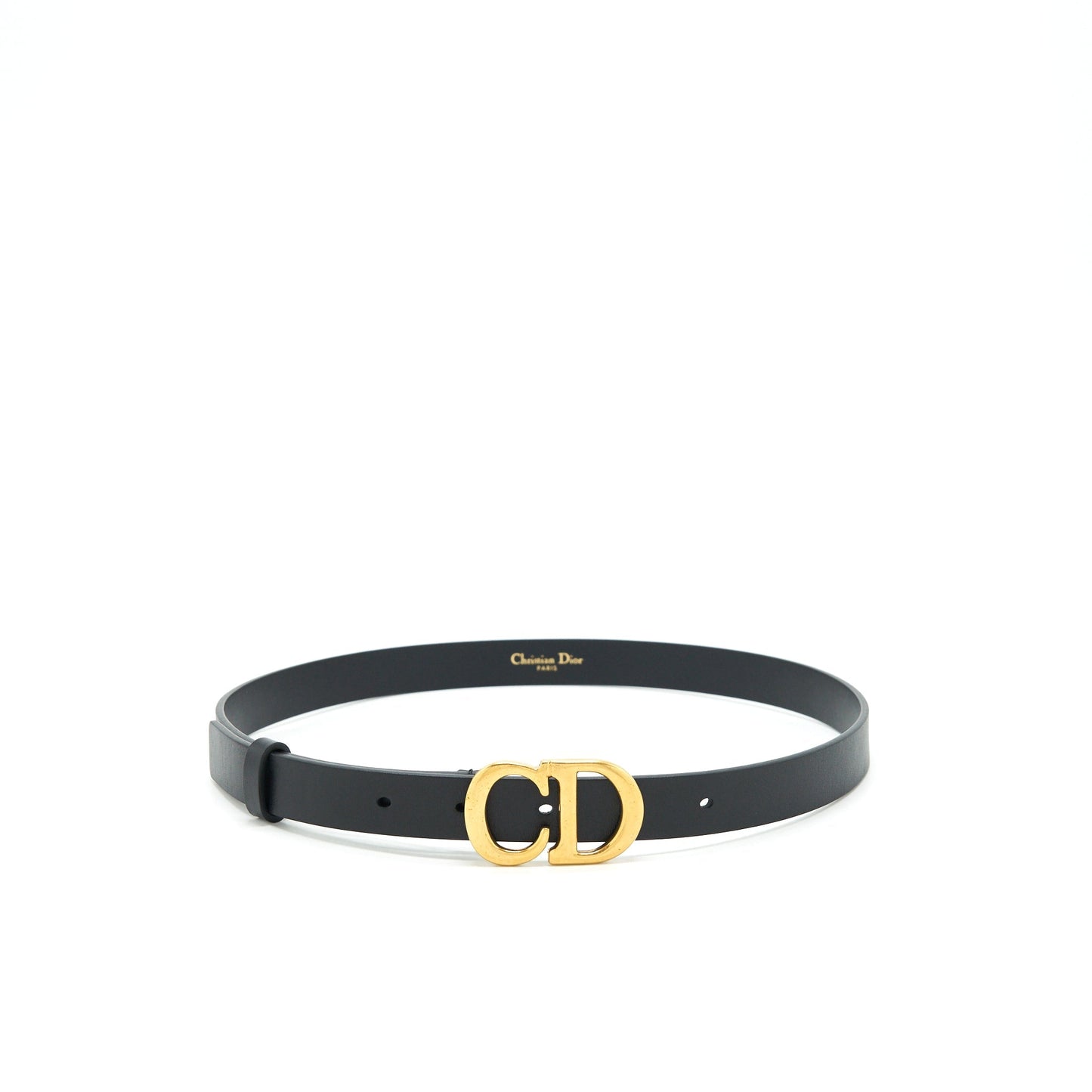 Luxury Dior size75 20mm Saddle Belt Calfskin Black GHW