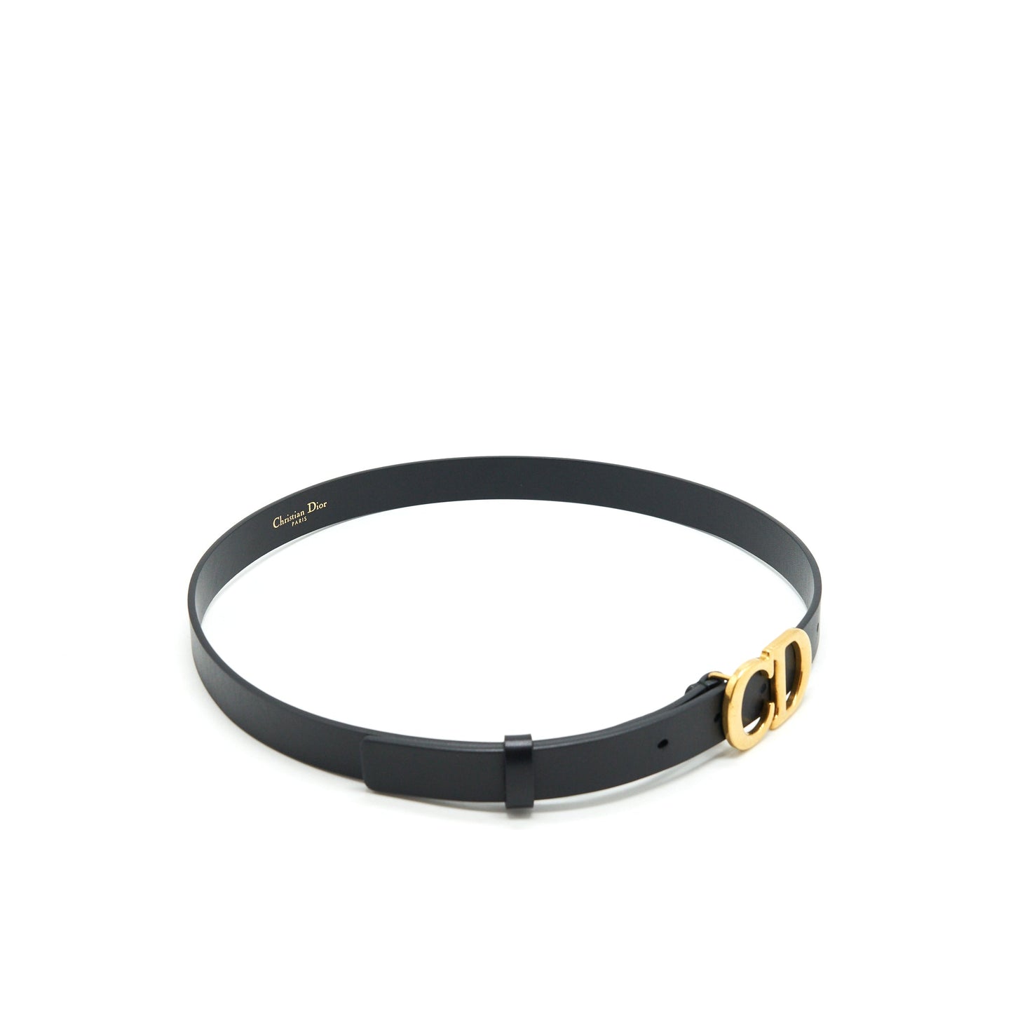 Luxury Dior size75 20mm Saddle Belt Calfskin Black GHW