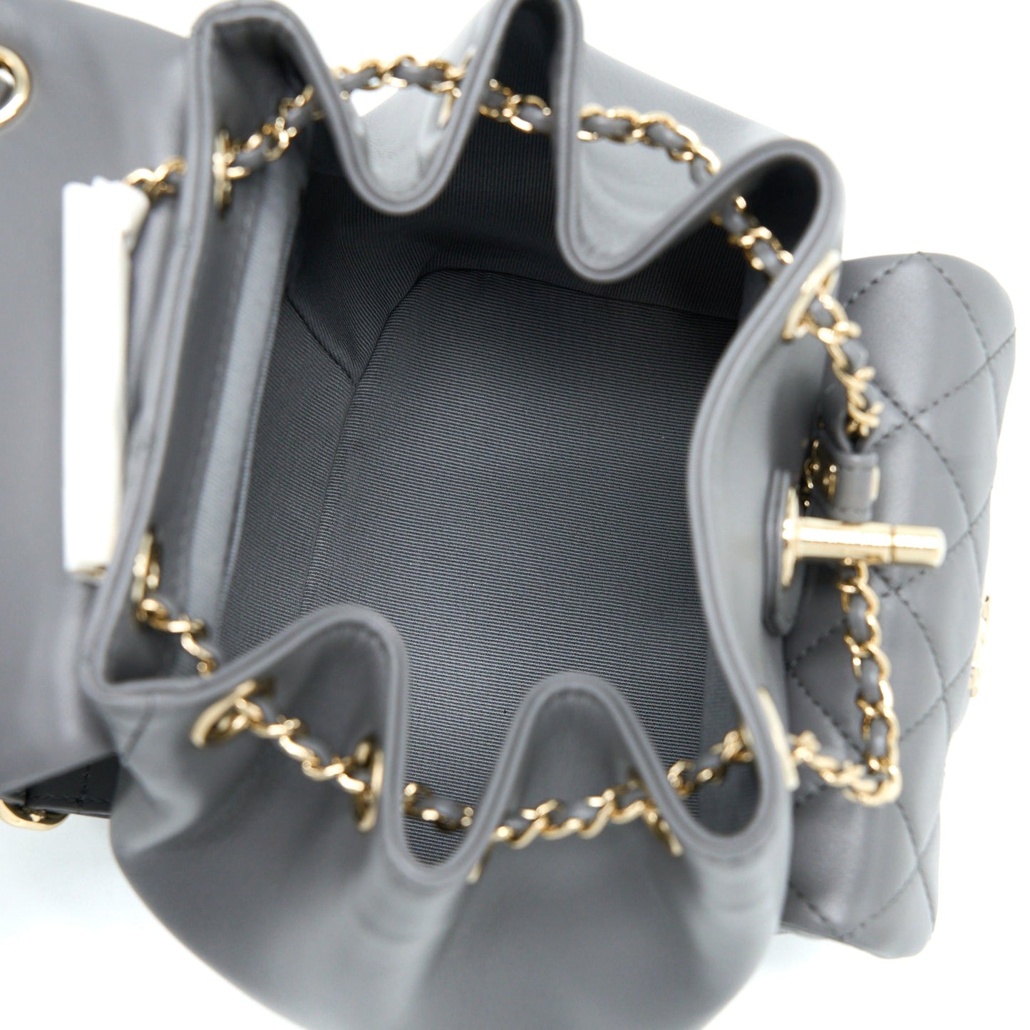 Chanel 22A Mimi Duma Backpack Lambskin Dark Grey LGHW (Microchip)