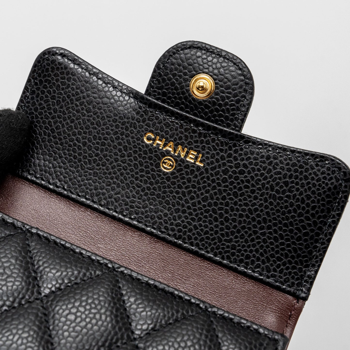 Chanel classic small compact wallet caviar black GHW (microchip)