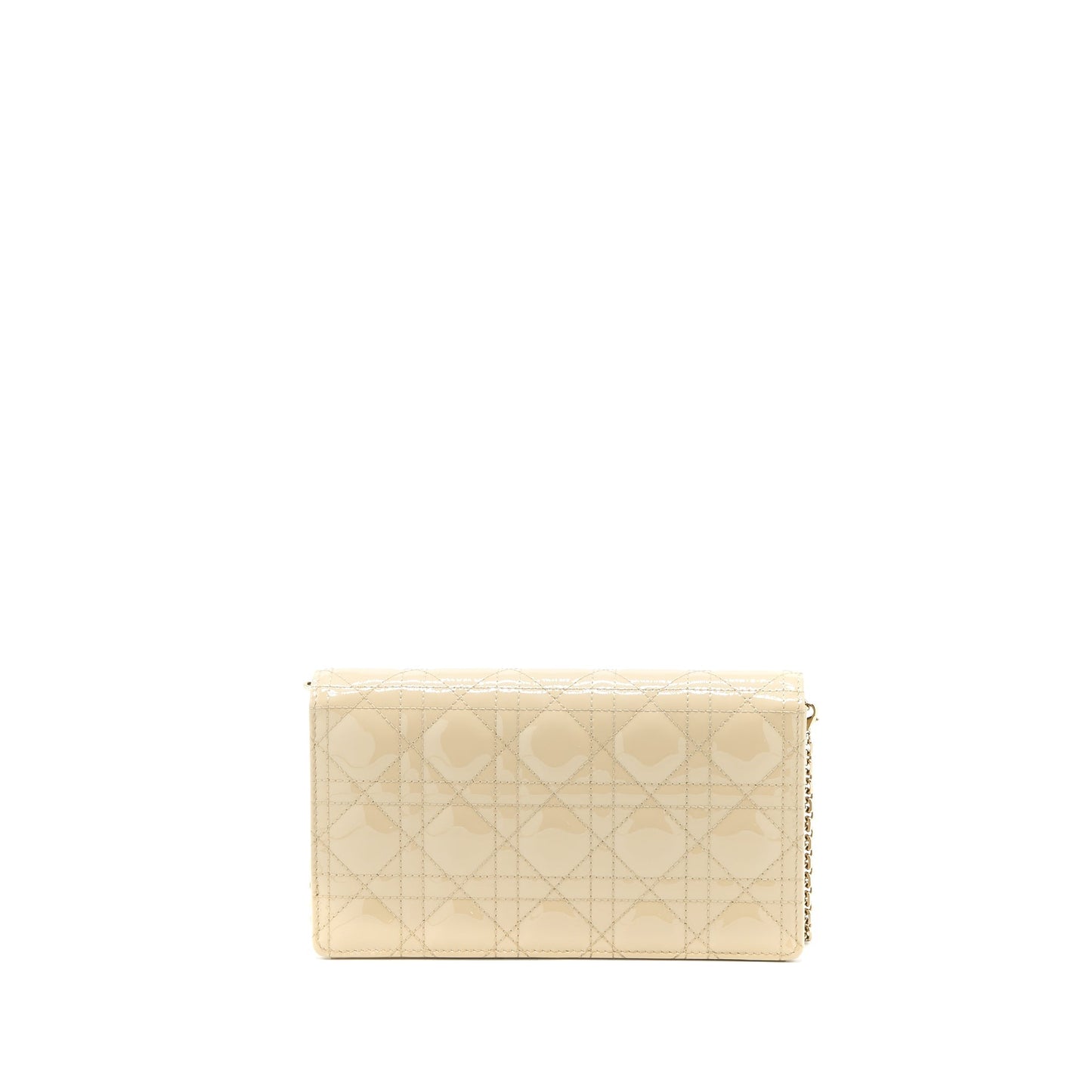 Luxury Dior Lady Luxury Dior Pouch With Chain Patent Beige LGHW