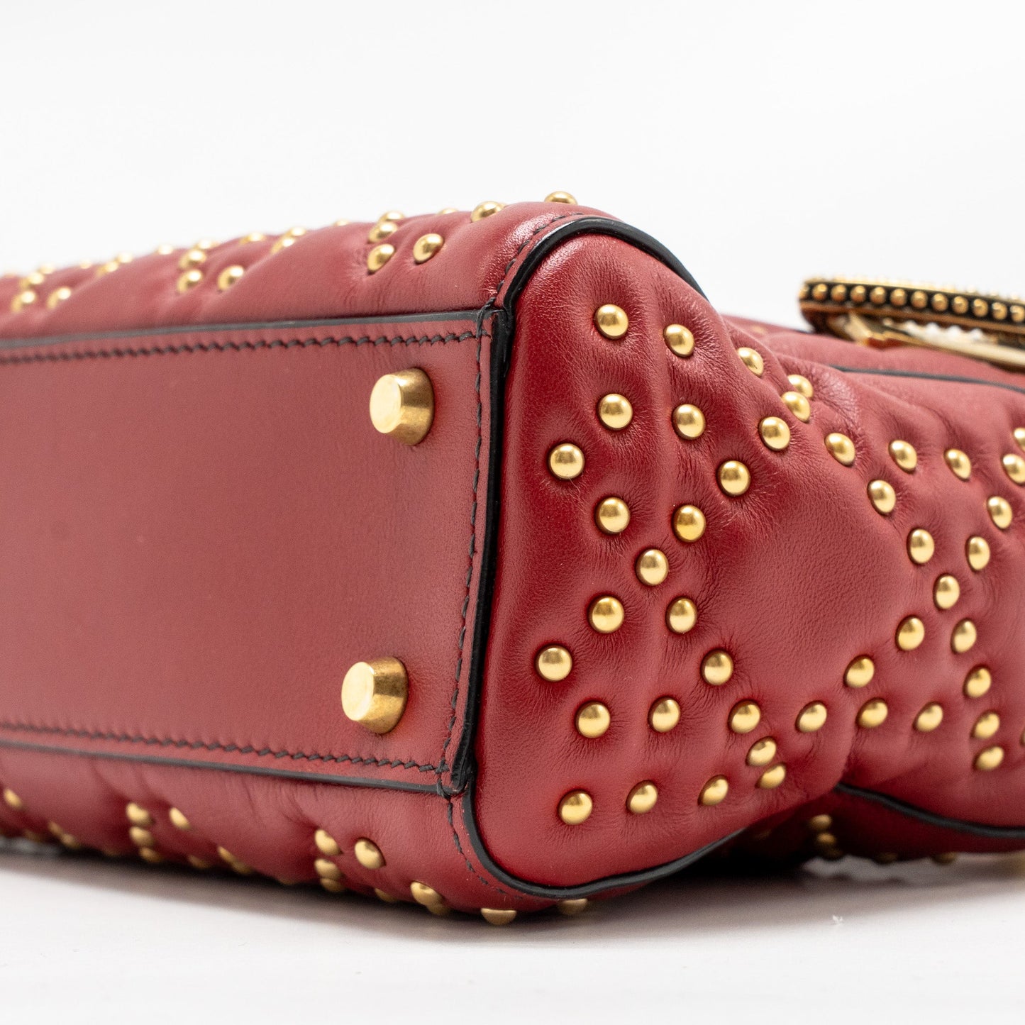 Dior Love Charm Mini Lady Dior Studded Lambskin Red GHW