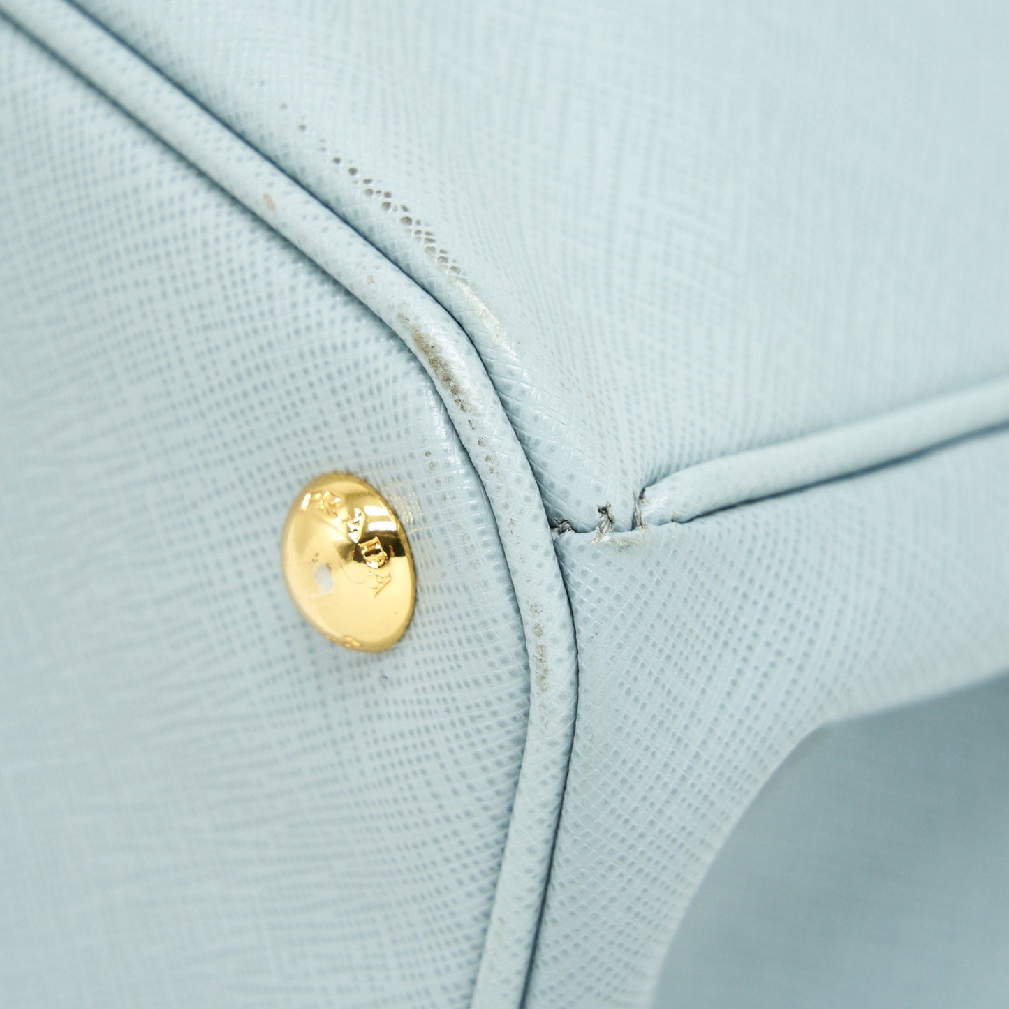 Prada Small Saffiano Leather Tote Bag Light Blue GHW