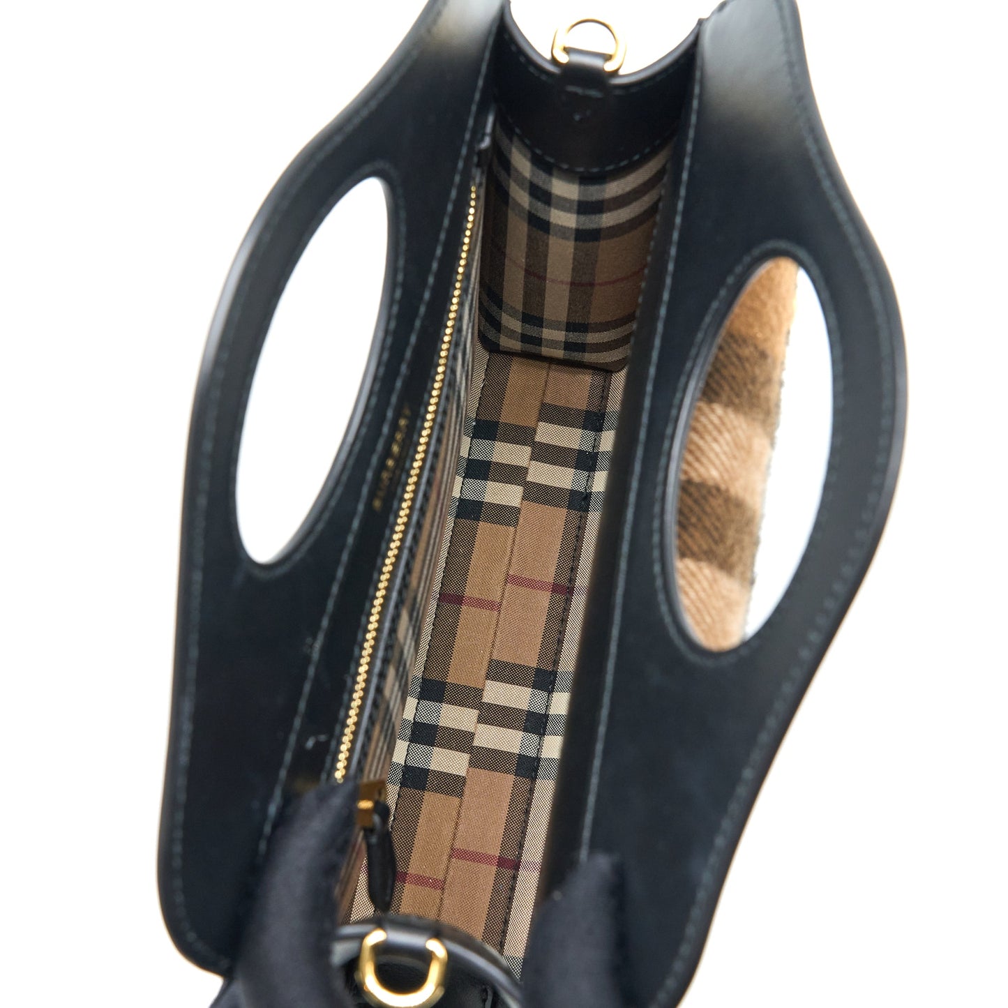 Burberry Check Pocket Bag Cashmere/Leather Multicolour Brown GHW