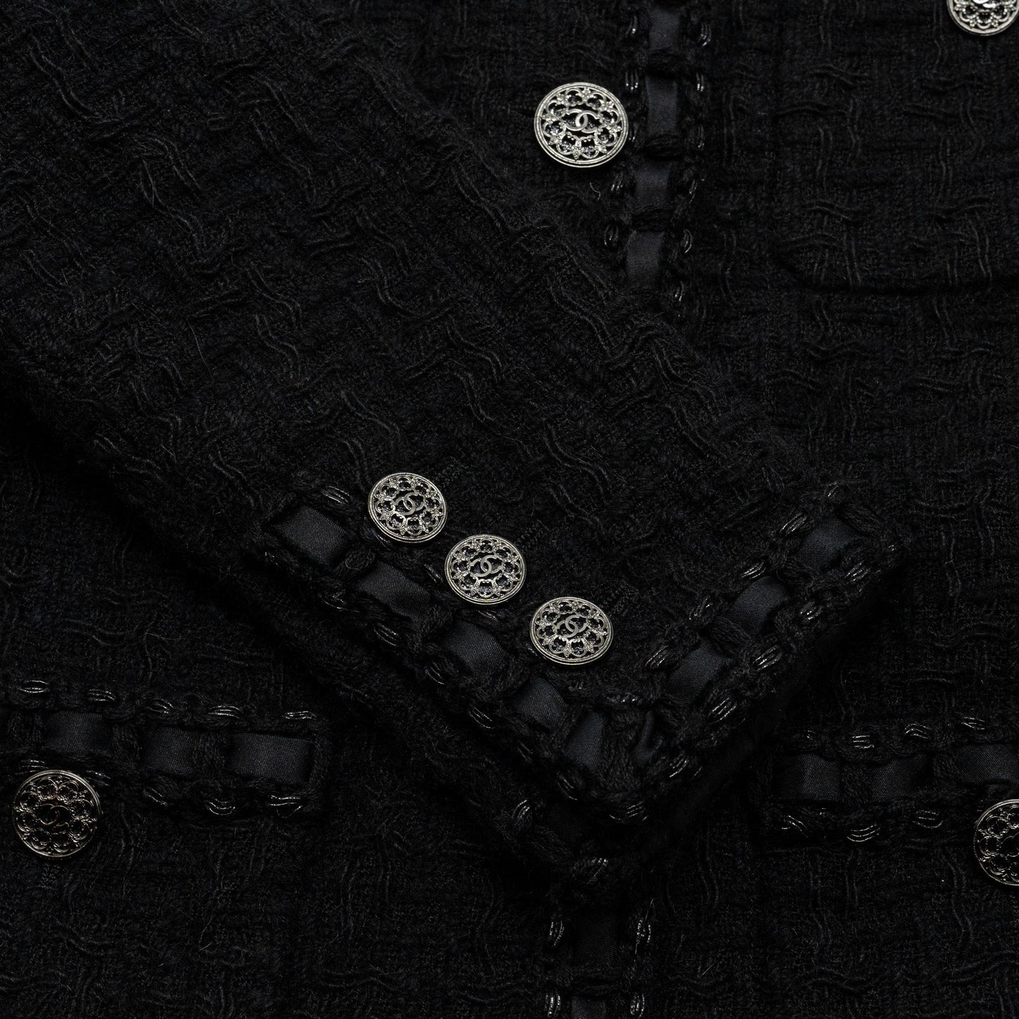 Chanel Size 38 La Petite Veste Noire Wool Jacket Black