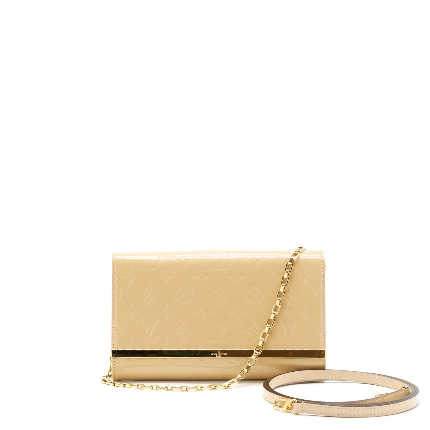 Louis Vuitton Vernis Ana Clutch Patent Leather Beige GHW