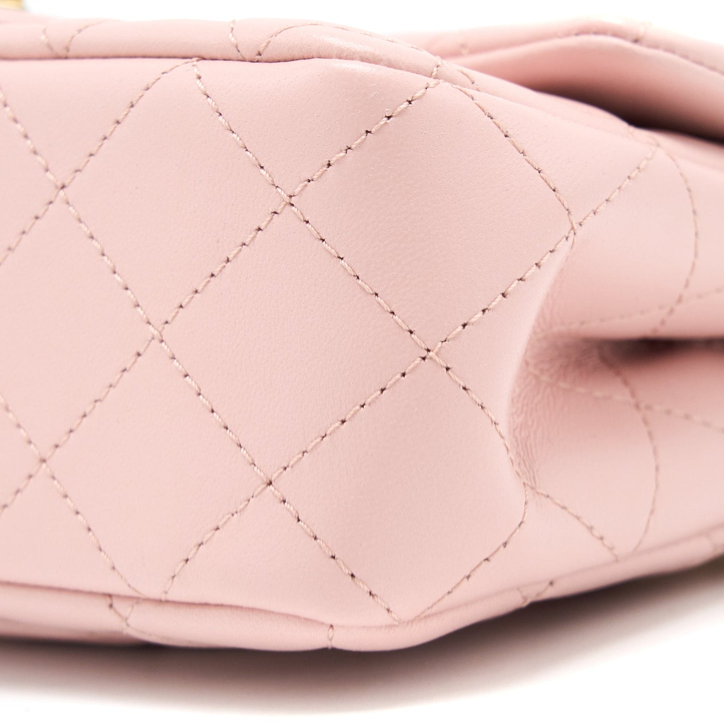 Chanel 23S Camellia Chain Mini Rectangular Flap Bag Lambskin Light Pink GHW (Microchip)
