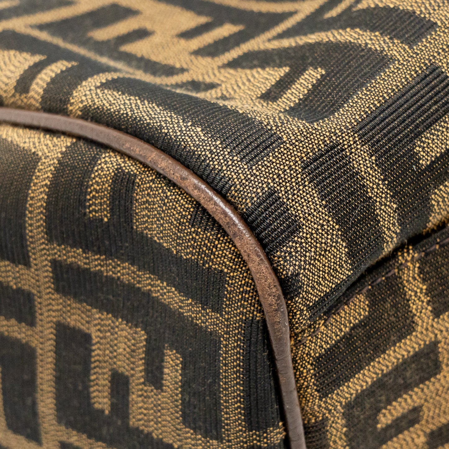 Fendi Boston Bag FF Jacquard Canvas Brown GHW