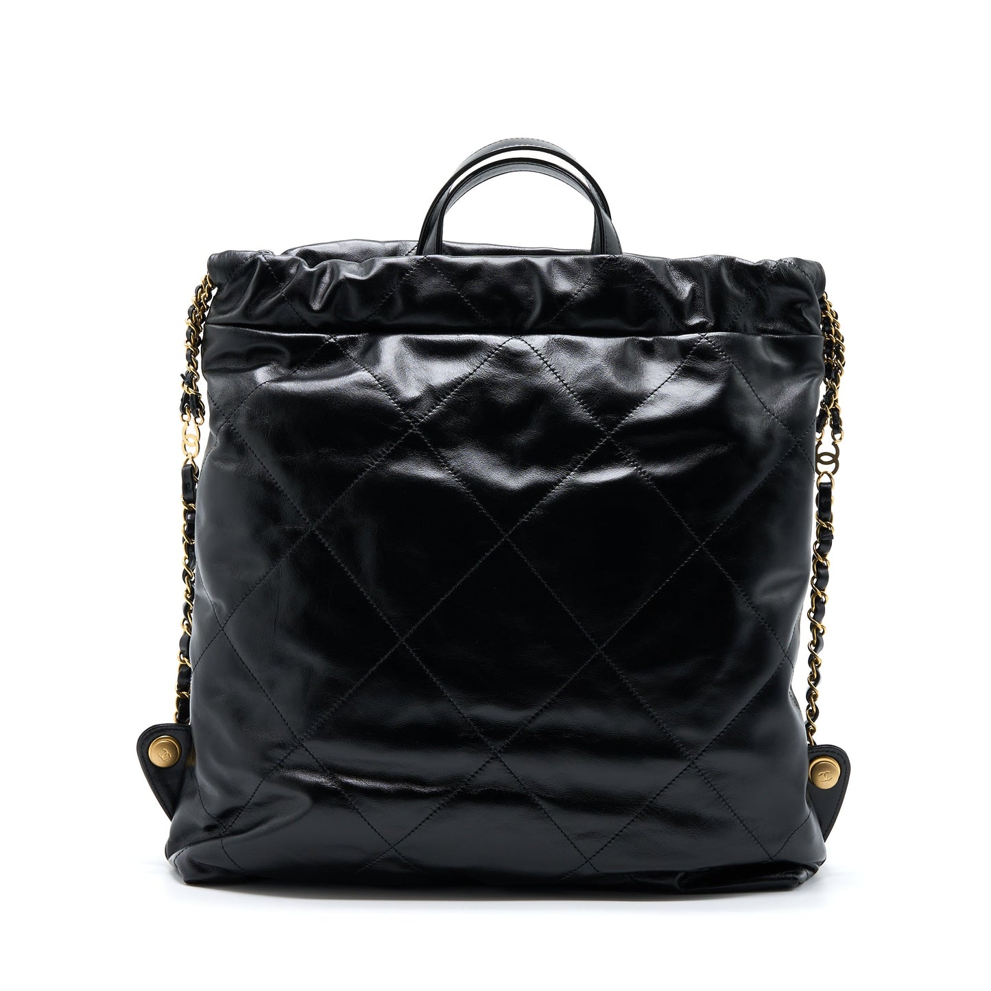 Chanel 22 Backpack Shiny Calfskin Black Brushed GHW (Microchip)