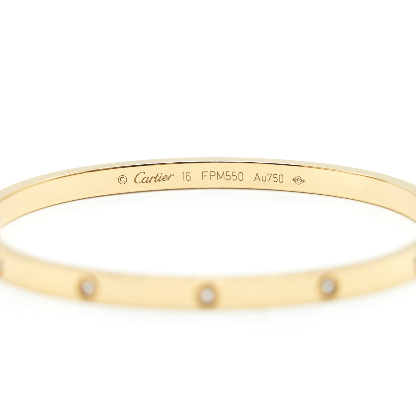 Cartier Love Bracelet size 16 Yellow Gold small Model, 10 diamonds