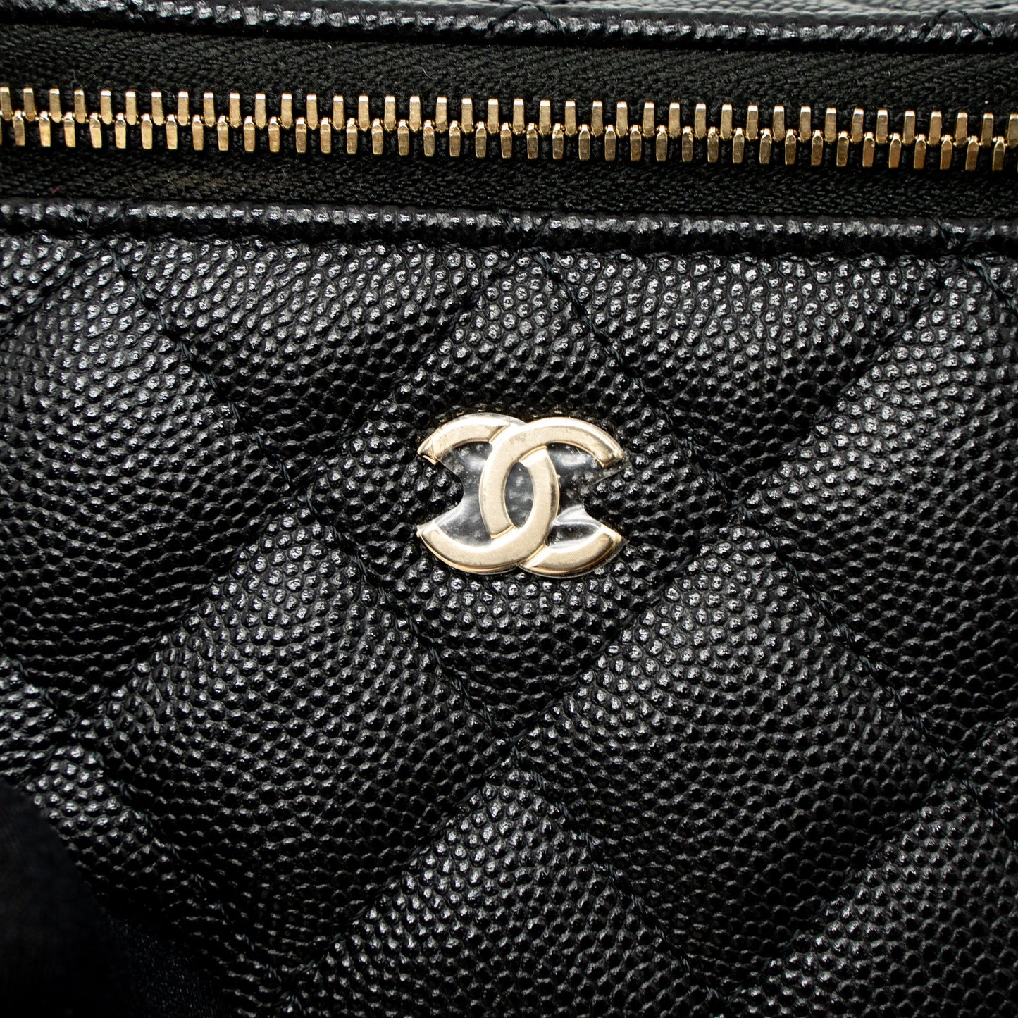 Chanel Mini Vanity with Chain Caviar Black LGHW (Microchip)
