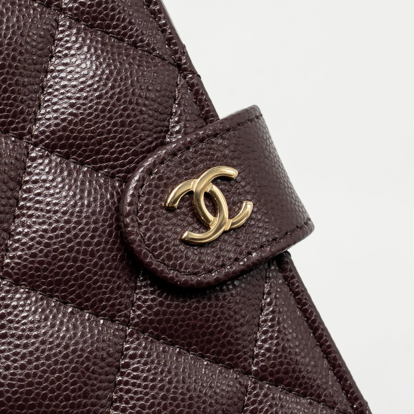 Chanel Quilted Travel Passport Holder Shiny Grained Calfskin Dark Brown LGHW (Microchip)
