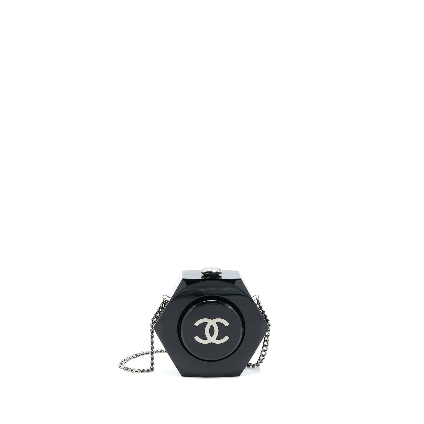 Chanel 18a CC Logo Evening Clutch Black SHW