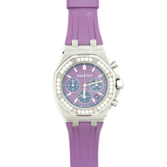 Audemars Piguet Royal Oak Offshore Chronograph Dimond Purple Dial Ladies Watch 26231ST.ZZ.D075CA.01
