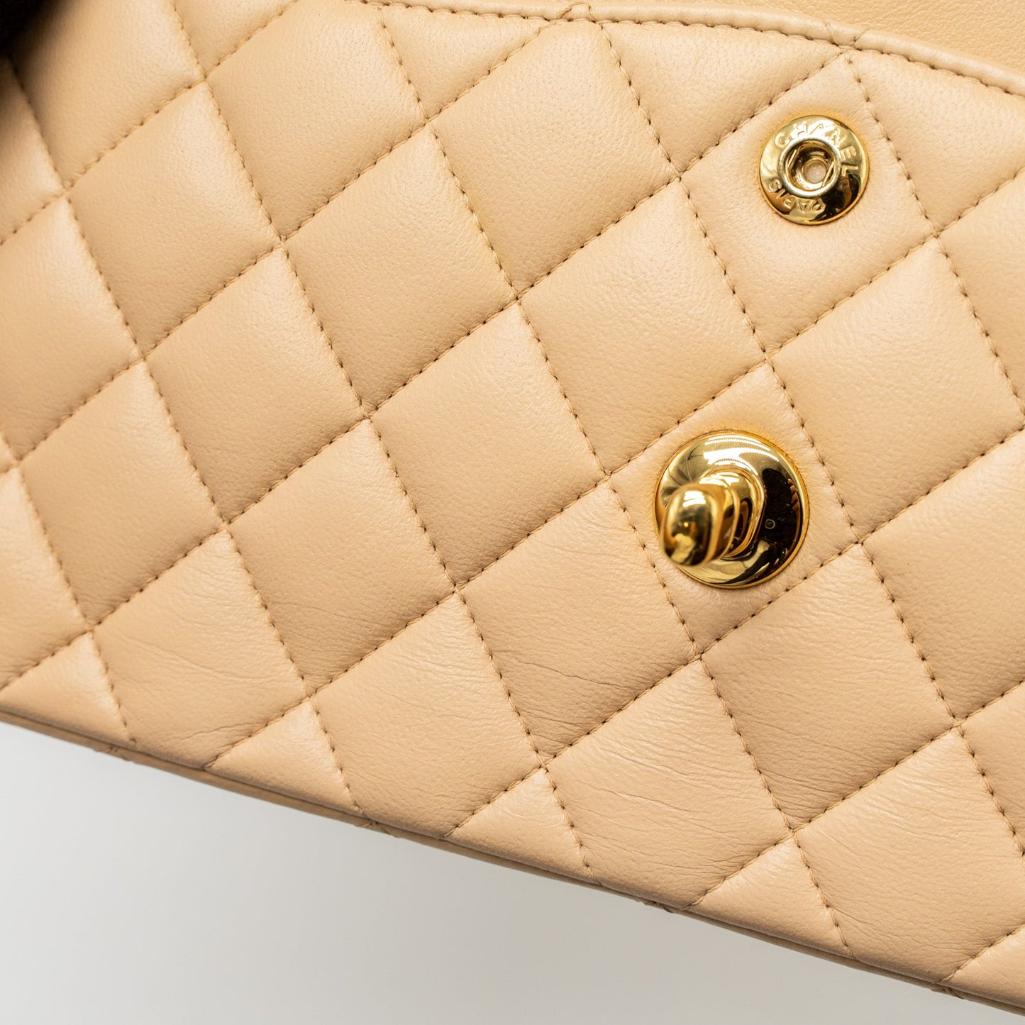 Chanel Small Classic Flap Bag Lambskin Beige GHW