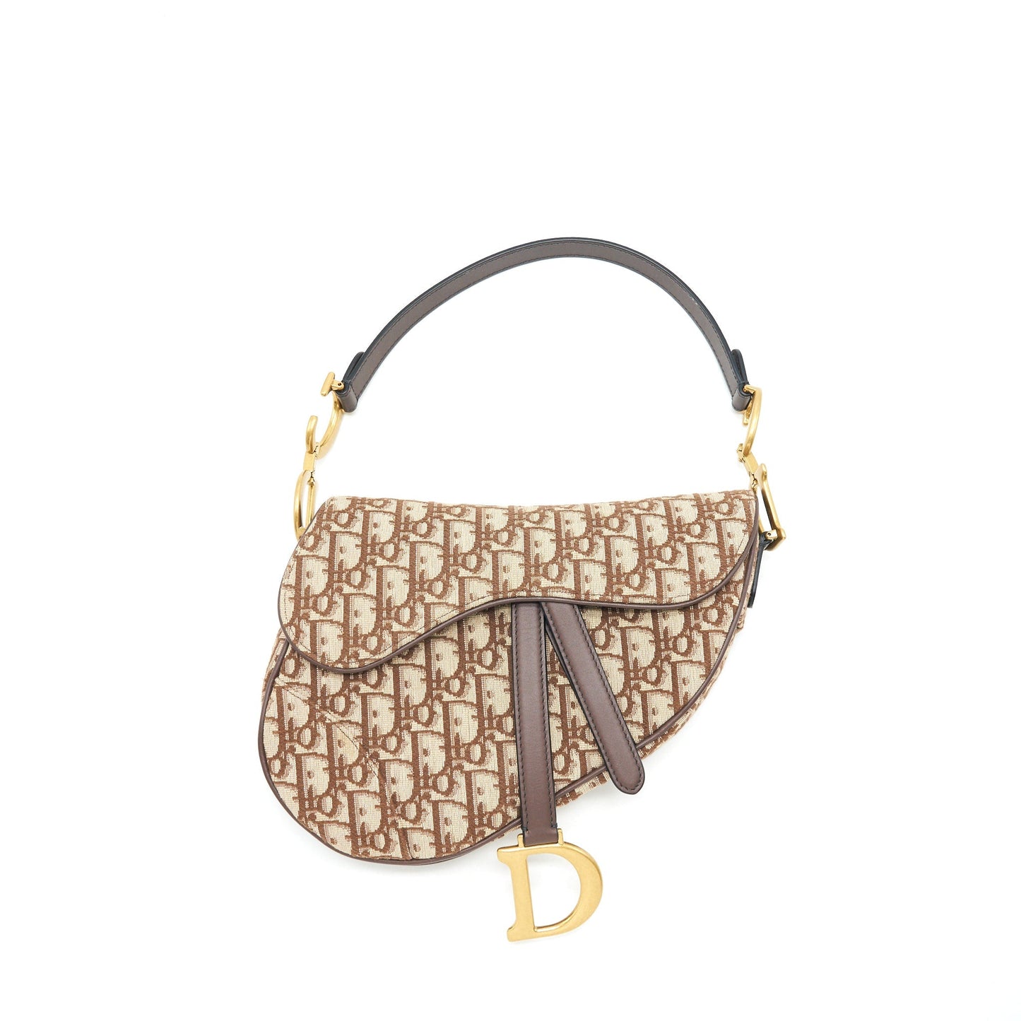 Luxury Dior medium saddle bag brown Oblique GHW