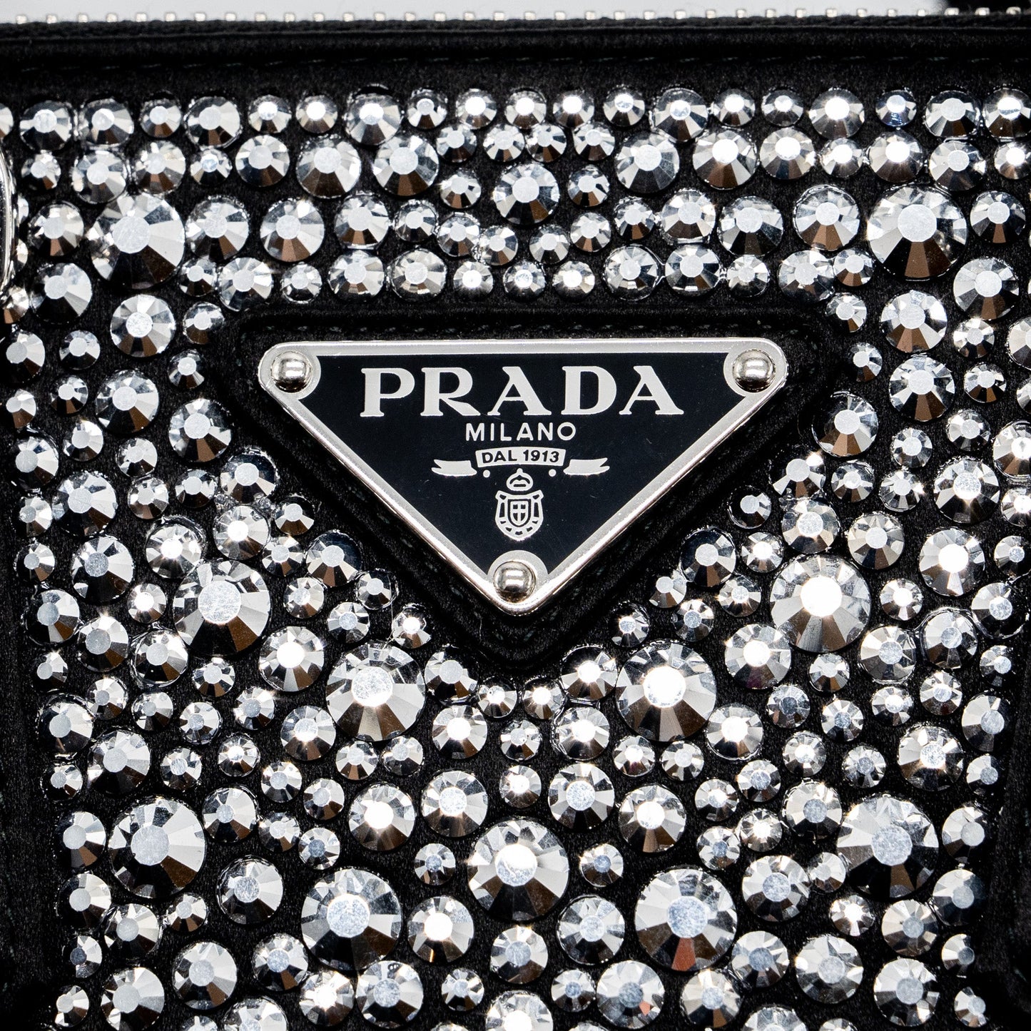 Prada Galleria Satin Mini Bag With Crystal Black SHW