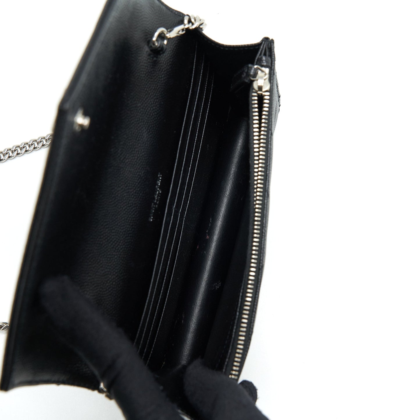 Saint Laurent/YSL Cassandra Matelasse Envelope Chain Wallet Grained Calfskin Black SHW