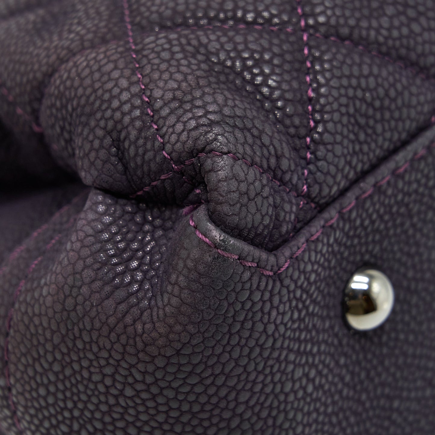 Chanel Flap Tote Bag With Chain Grained Calfskin Dark Purple SHW