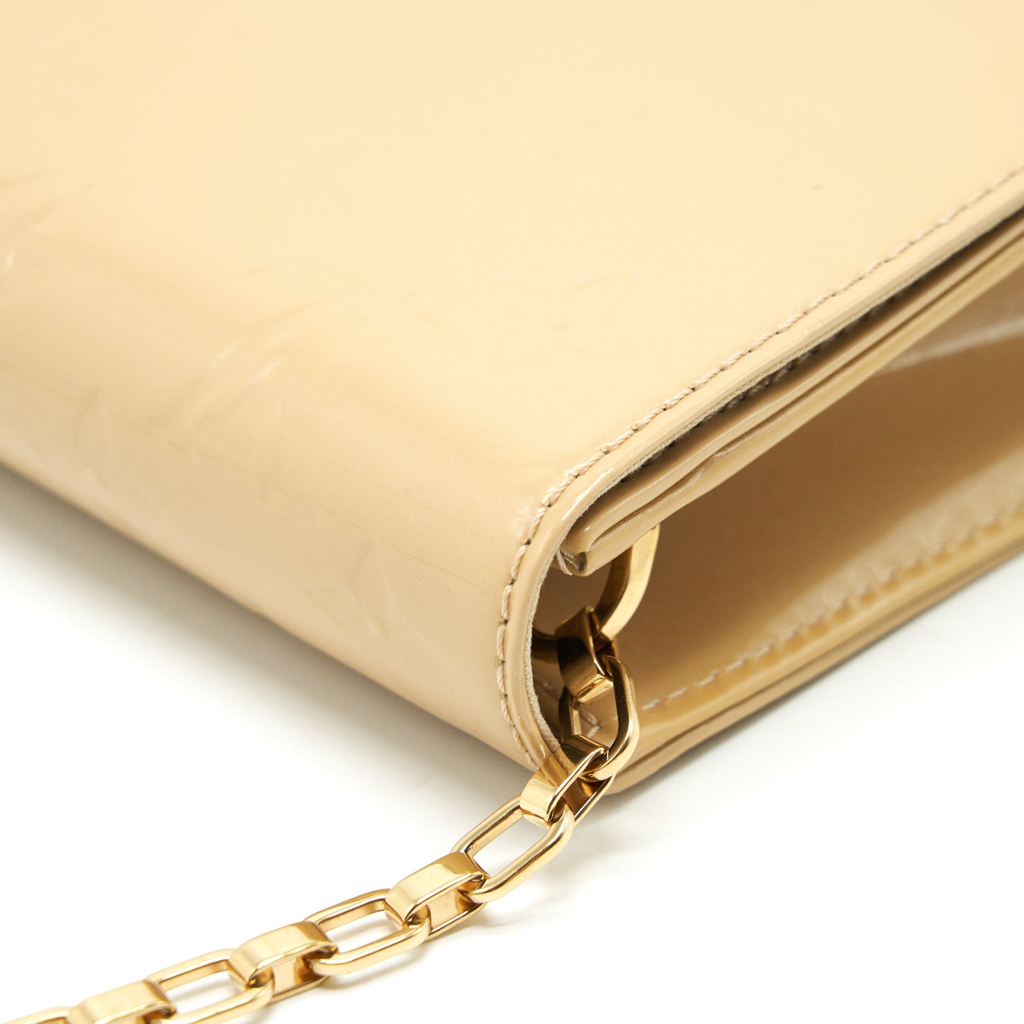 Louis Vuitton Vernis Ana Clutch Patent Leather Beige GHW