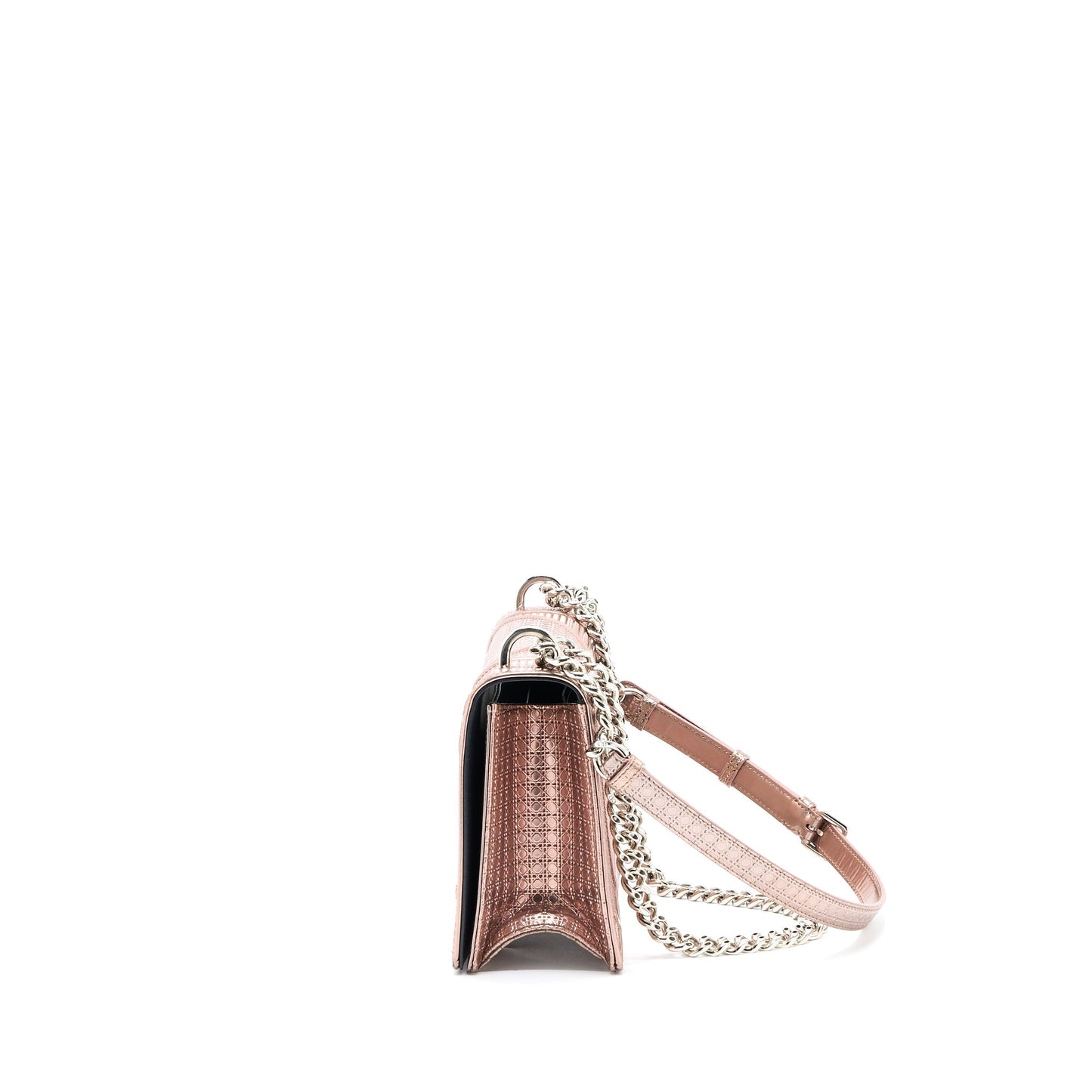 Luxury Dior Medium Luxury Diorama Cannage Calfskin Metallic Pink SHW