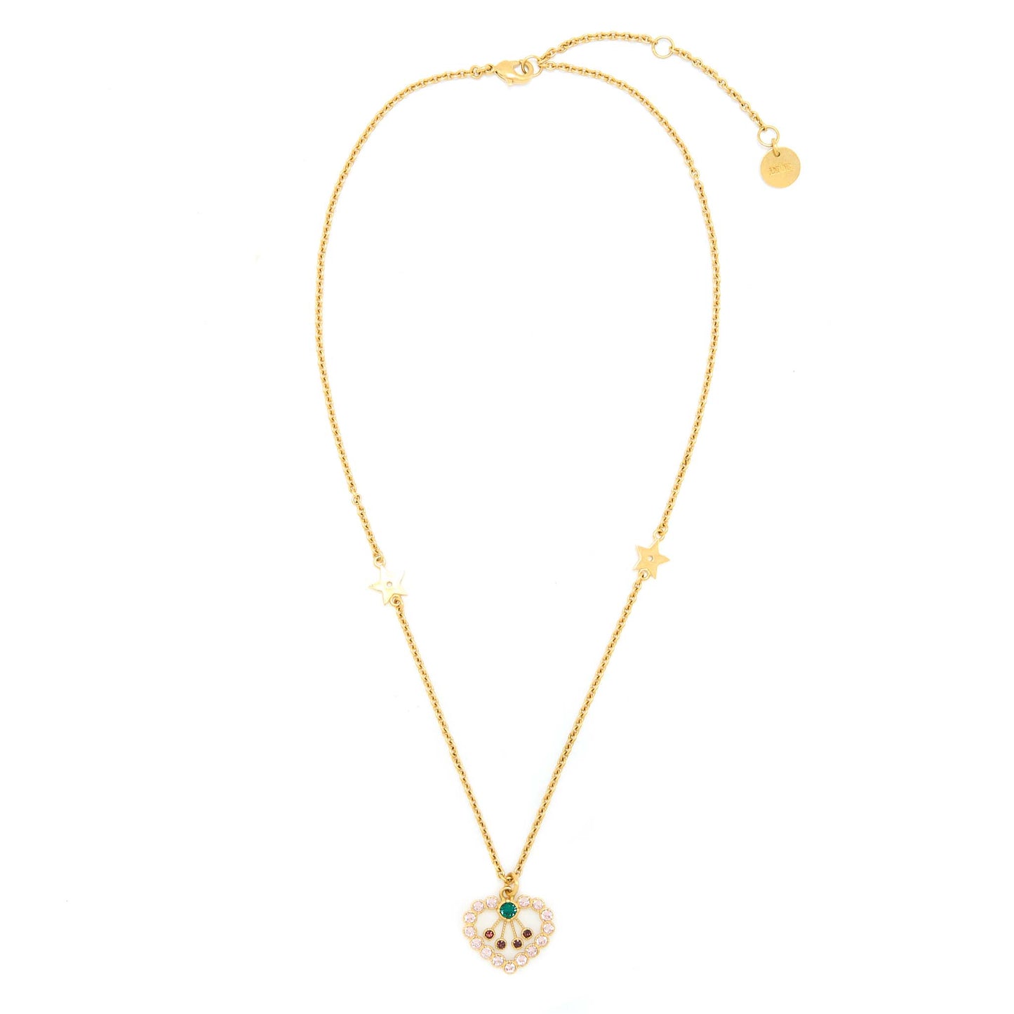 Luxury Dior Heart Necklace & Bracelet Multicolour Crystal Gold Tone (Sell in a Set )