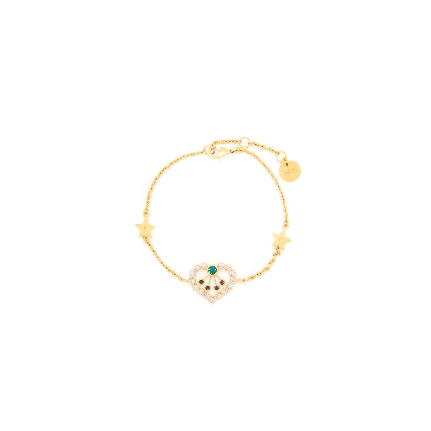 Luxury Dior Heart Necklace & Bracelet Multicolour Crystal Gold Tone (Sell in a Set )