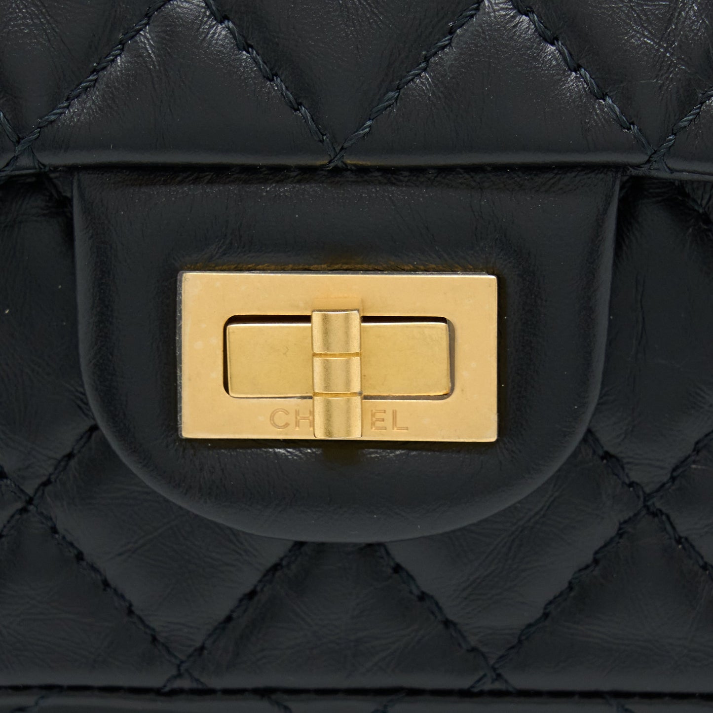 Chanel Mini 2.55 Reissue Flap Bag Aged Calfskin Black Brushed GHW (Microchip)