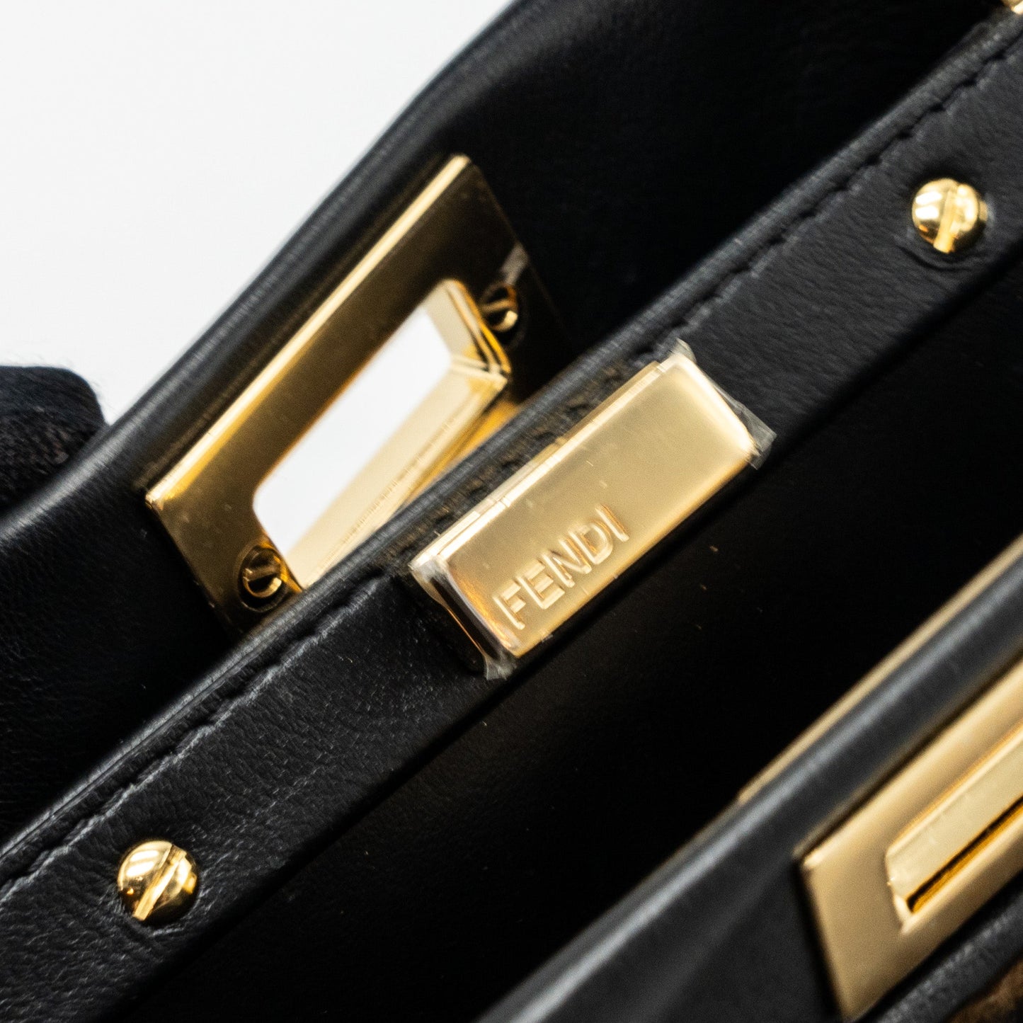 Fendi Mini Peekaboo Shearling Brown/ Black GHW
