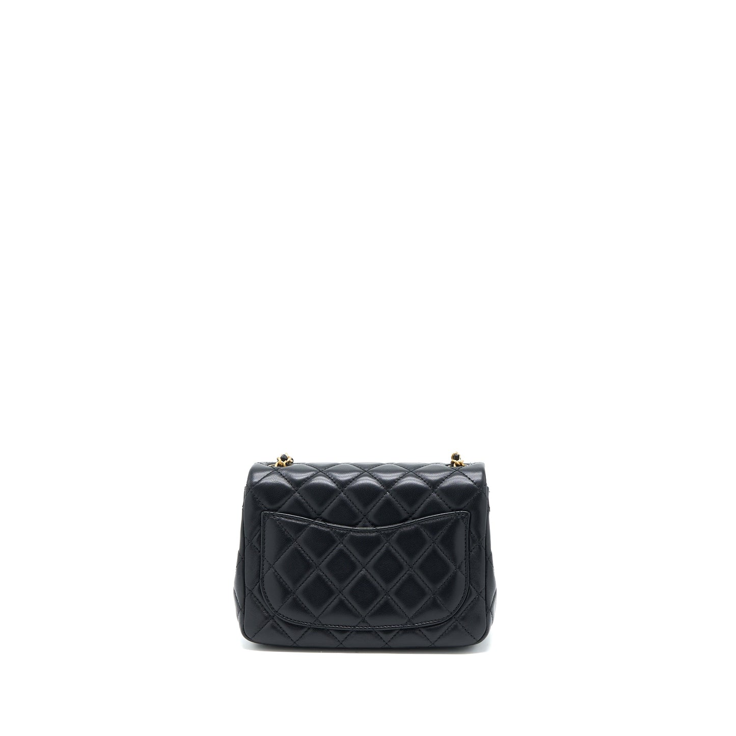 Chanel Pearl Crush Mini Square Flap Bag Lambskin Black GHW (Microchip)