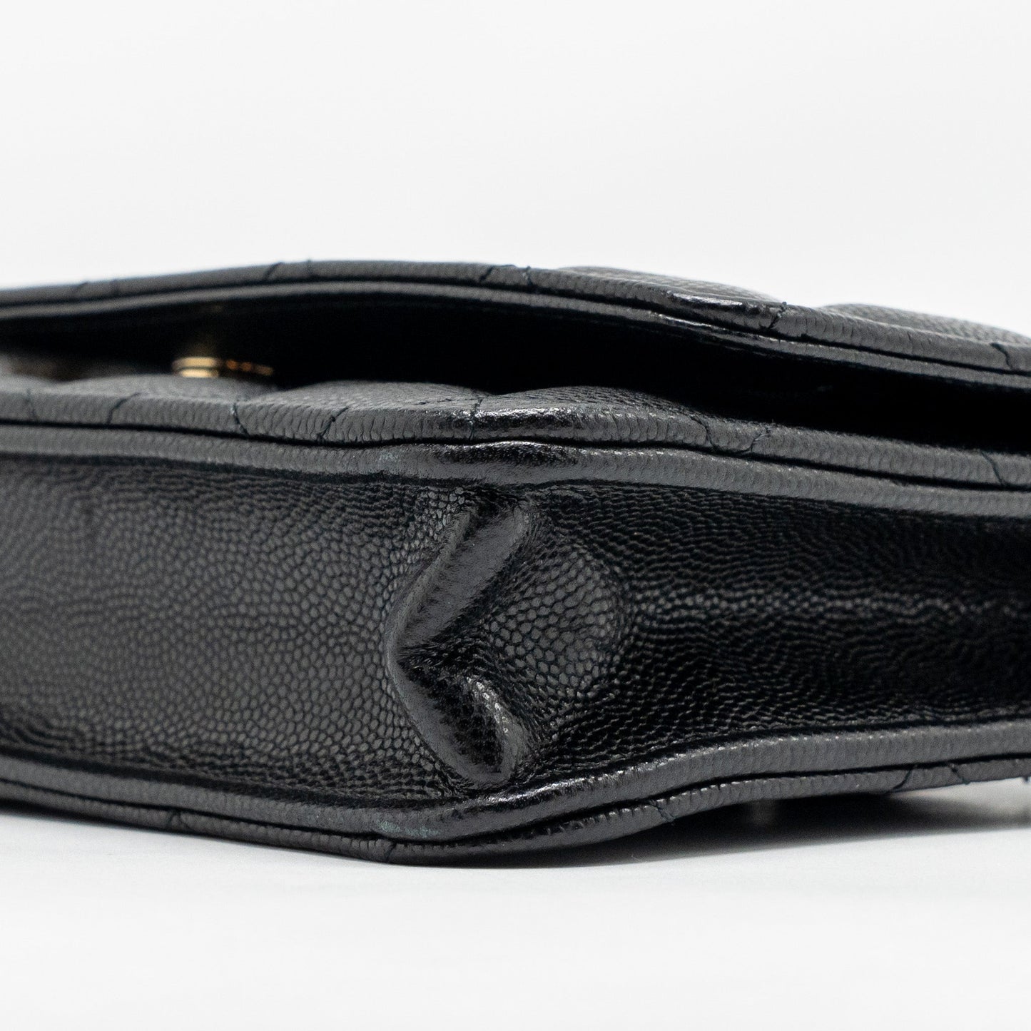 Chanel CC logo quilted wallet on chain caviar black LGHW (microchip)