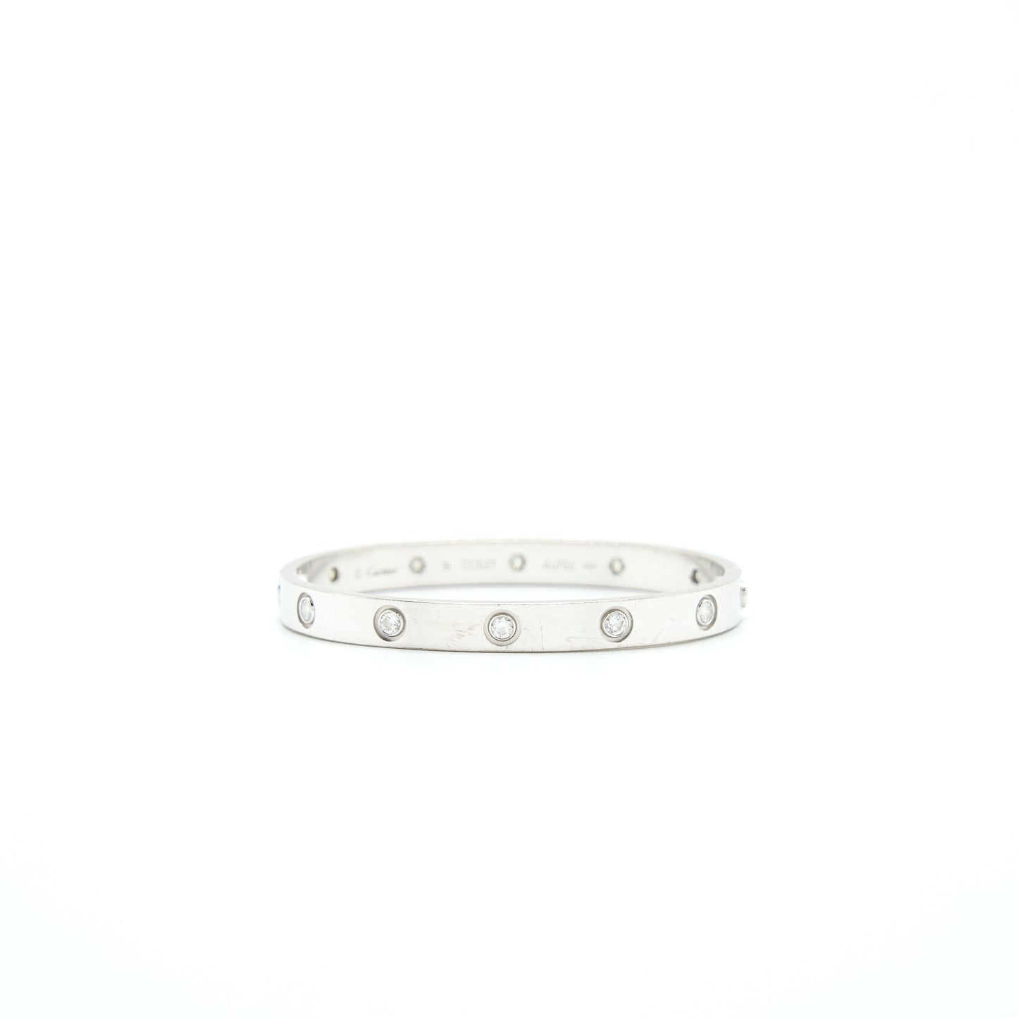 Cartier Size 16 Love Bracelet With 10 Diamonds White Gold